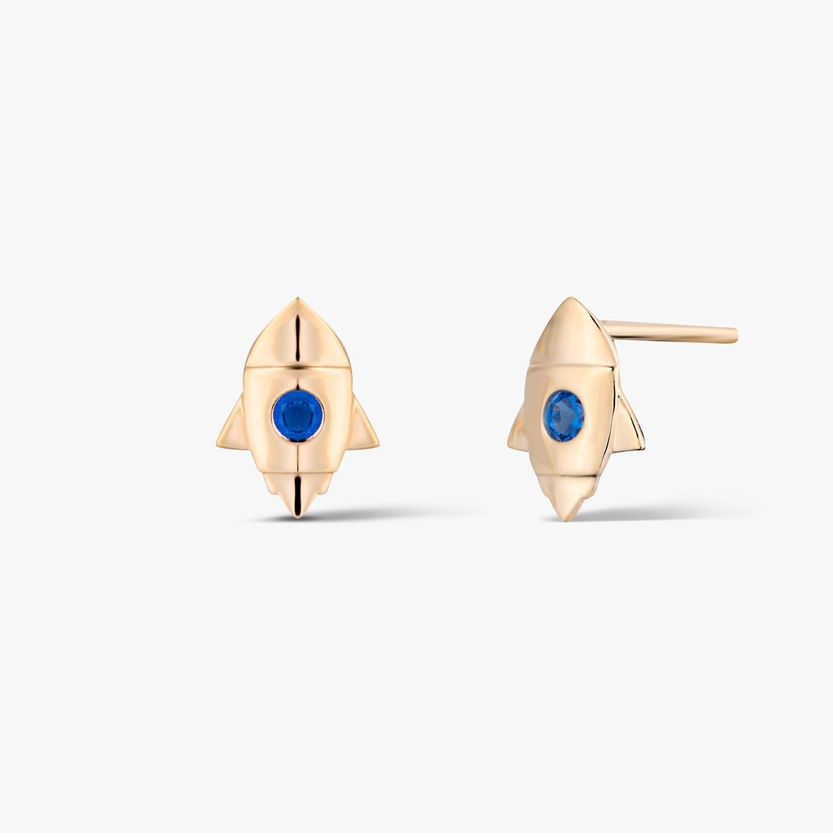 W.KRUK Kolczyki złote z motywem rakiety