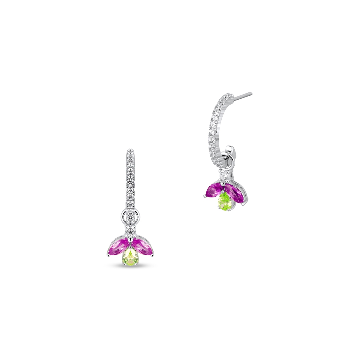 W.KRUK Kolczyki srebrne z kolorowymi kamieniami Mozaika