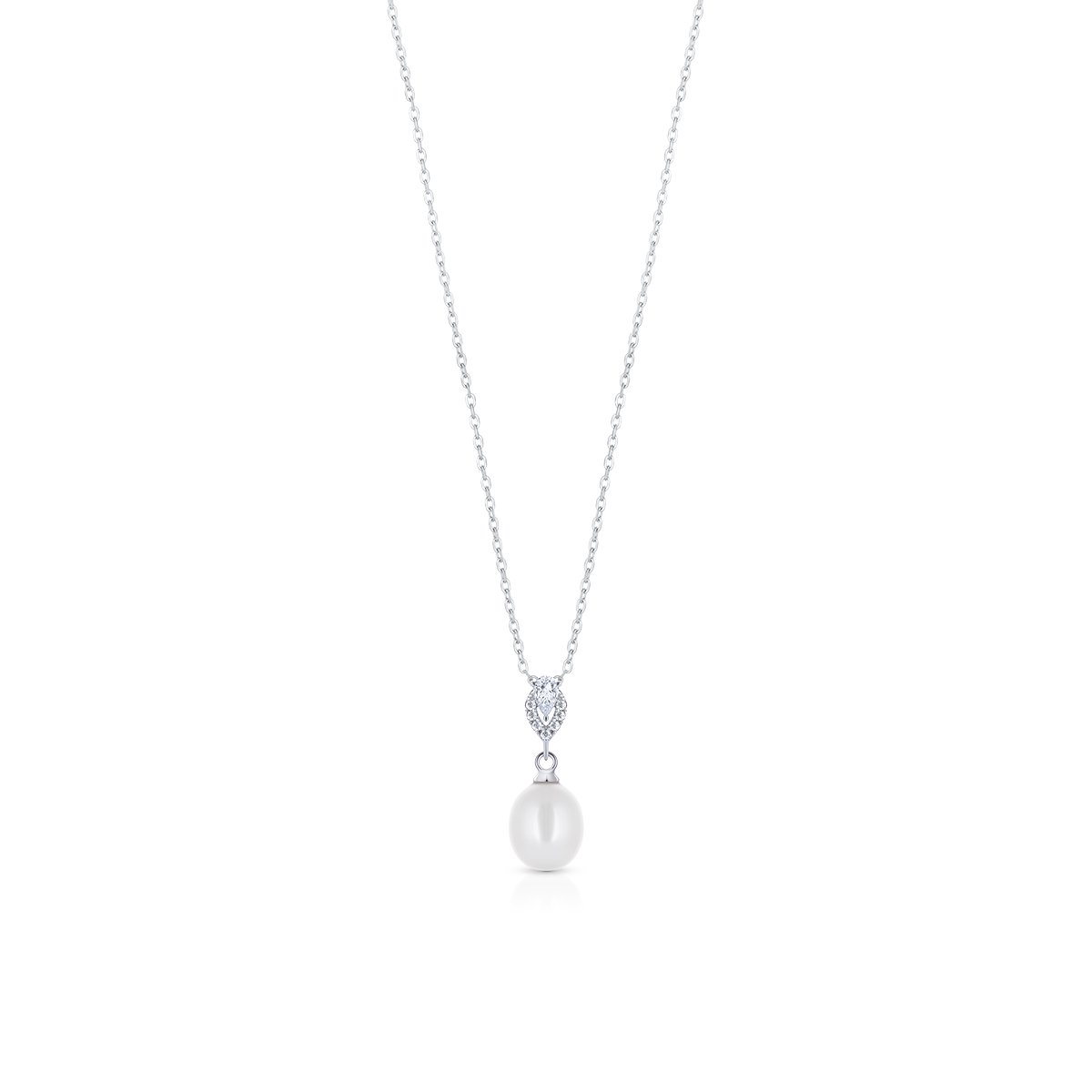 W.KRUK Wisiorek srebrny z perłą i cyrkoniami