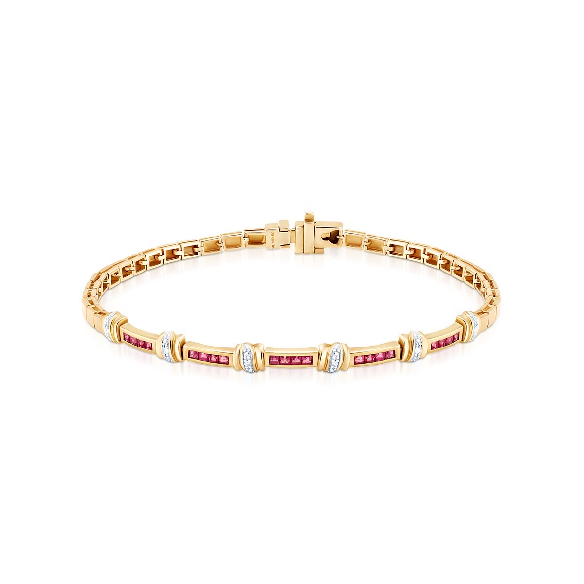W.KRUK Bransoleta złota z diamentami i rubinami