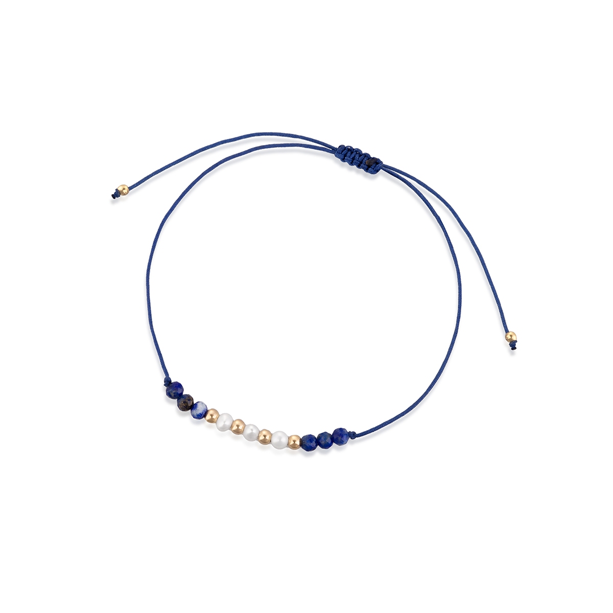 W.KRUK Bransoleta sznurkowa z perłami i lapisem lazuli