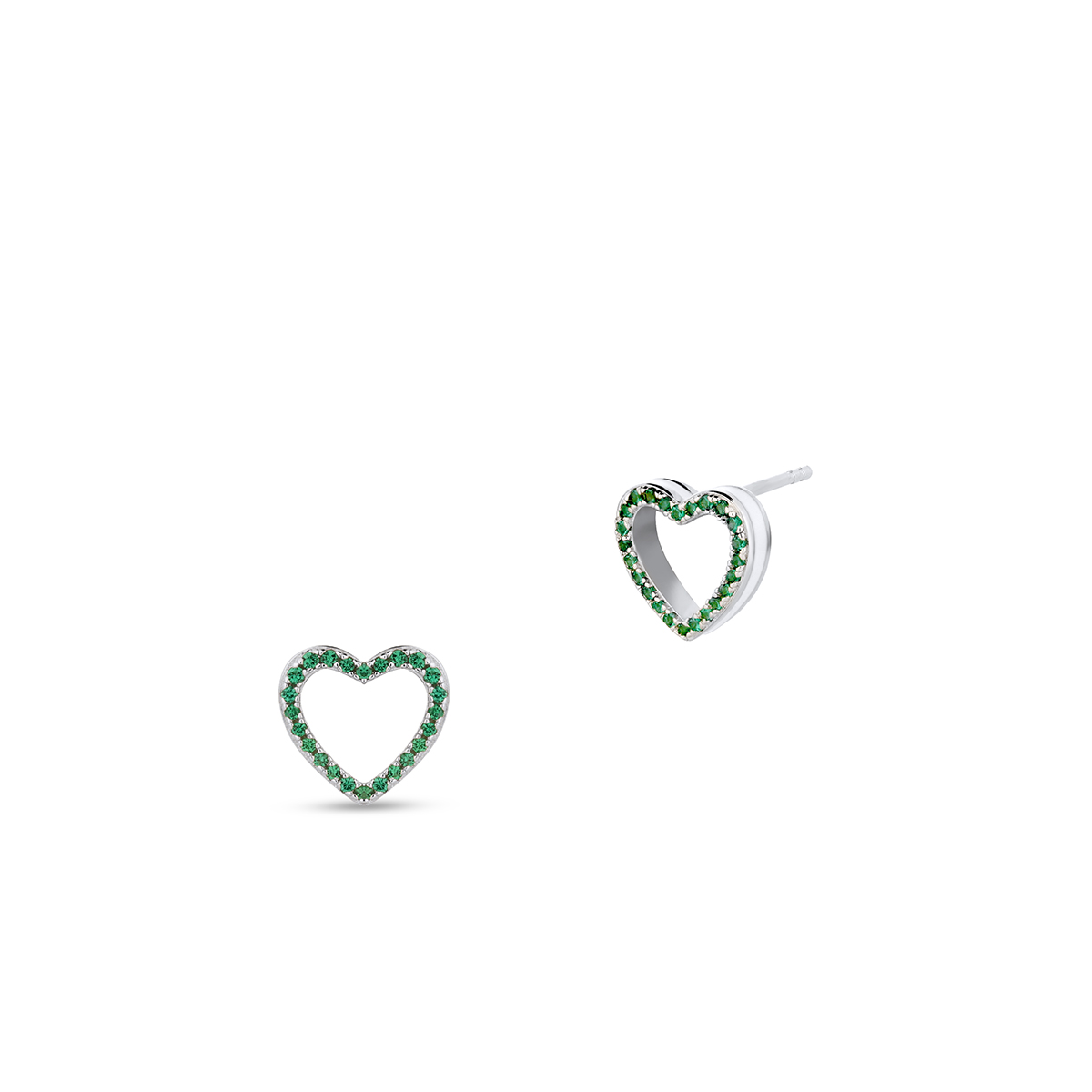 W.KRUK - Kolczyki srebrne serca z cyrkoniami