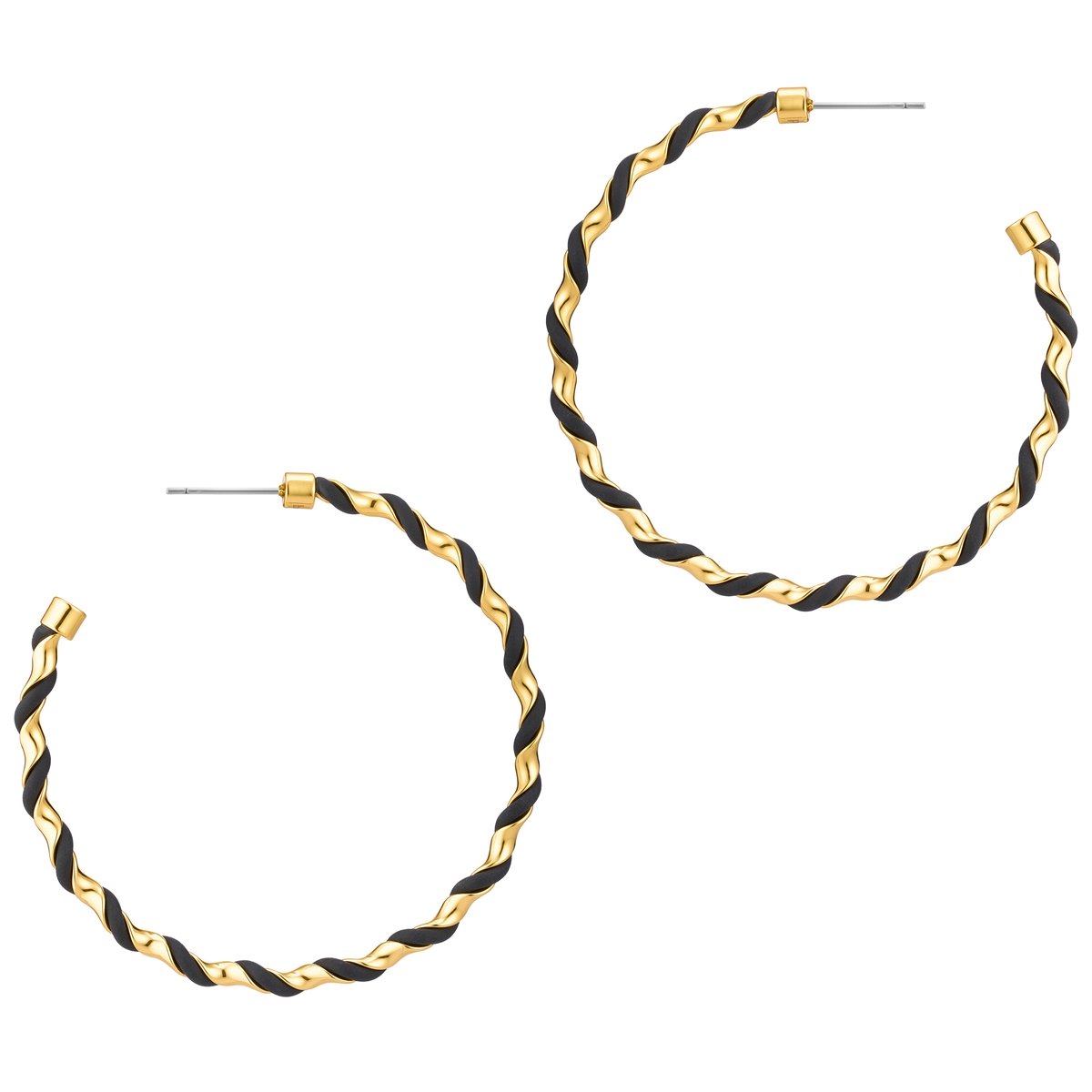 W.KRUK Kolczyki złoto czarne koła Basics