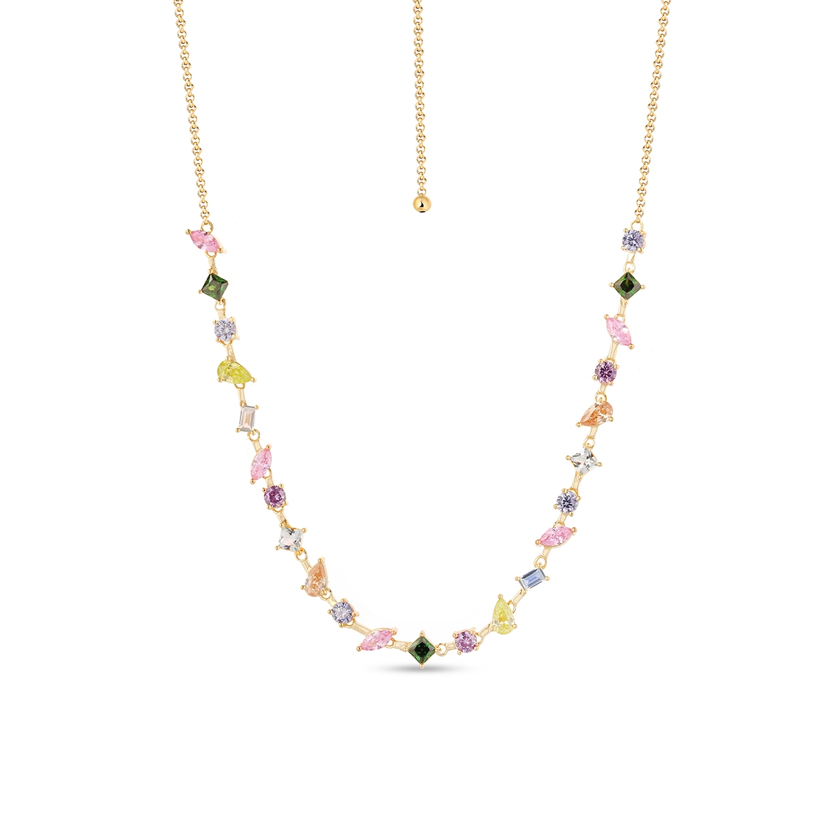 W.KRUK Naszyjnik srebrny z kolorowymi cyrkoniami Mozaika