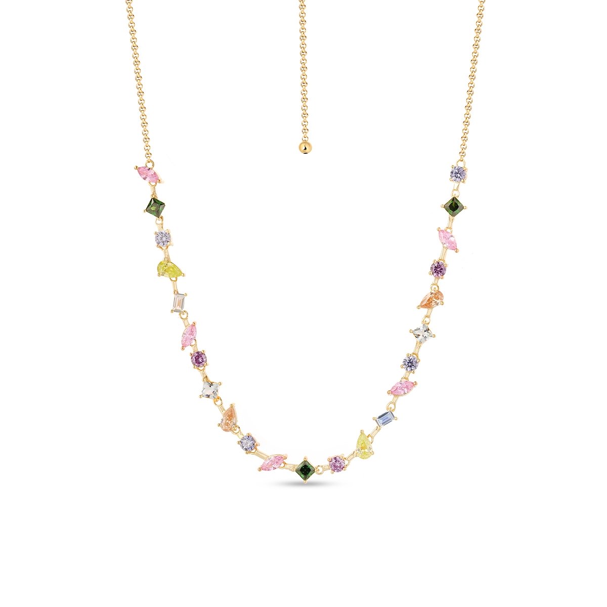 W.KRUK Naszyjnik srebrny z kolorowymi cyrkoniami Mozaika