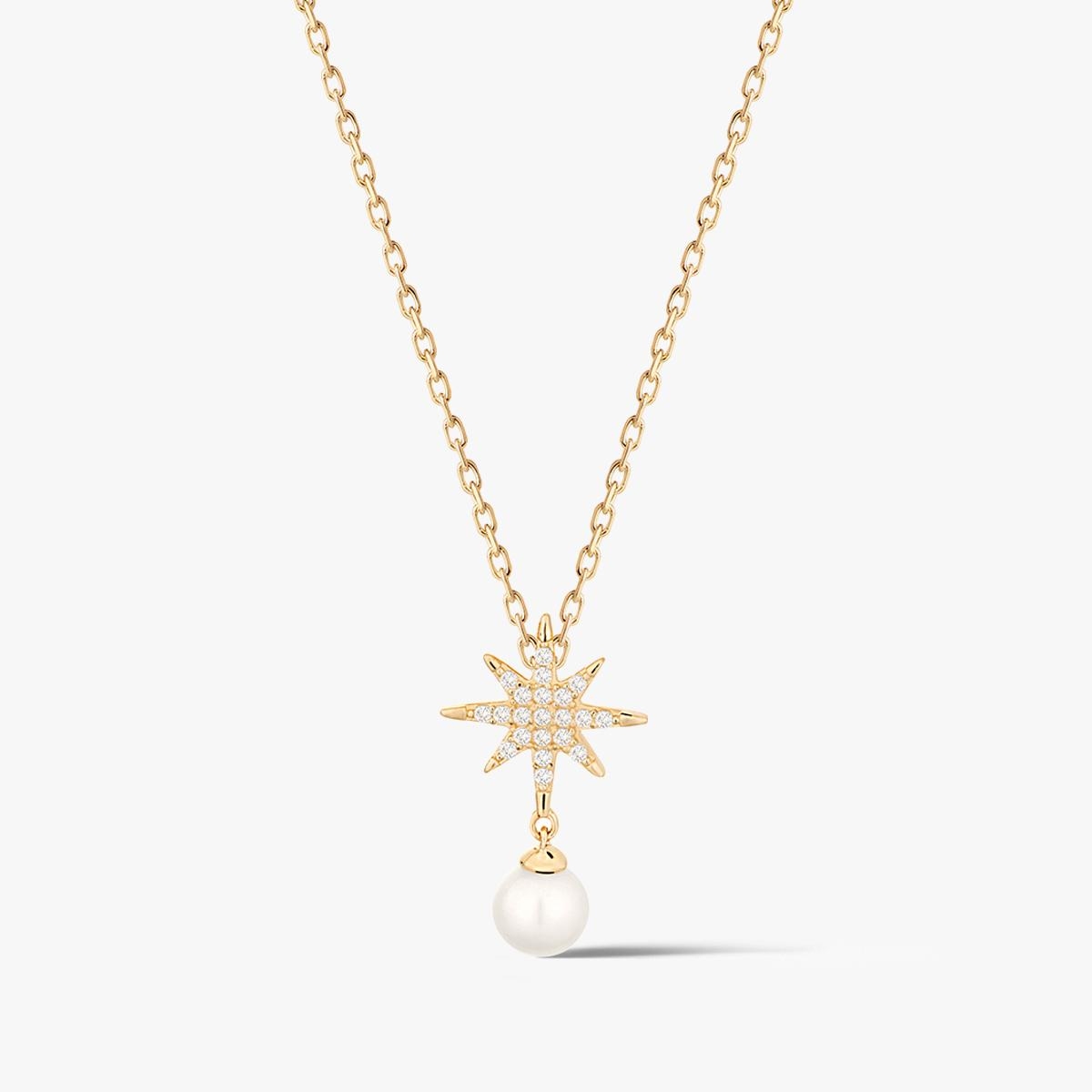 W.KRUK Wisiorek złoty gwiazdka z perłą