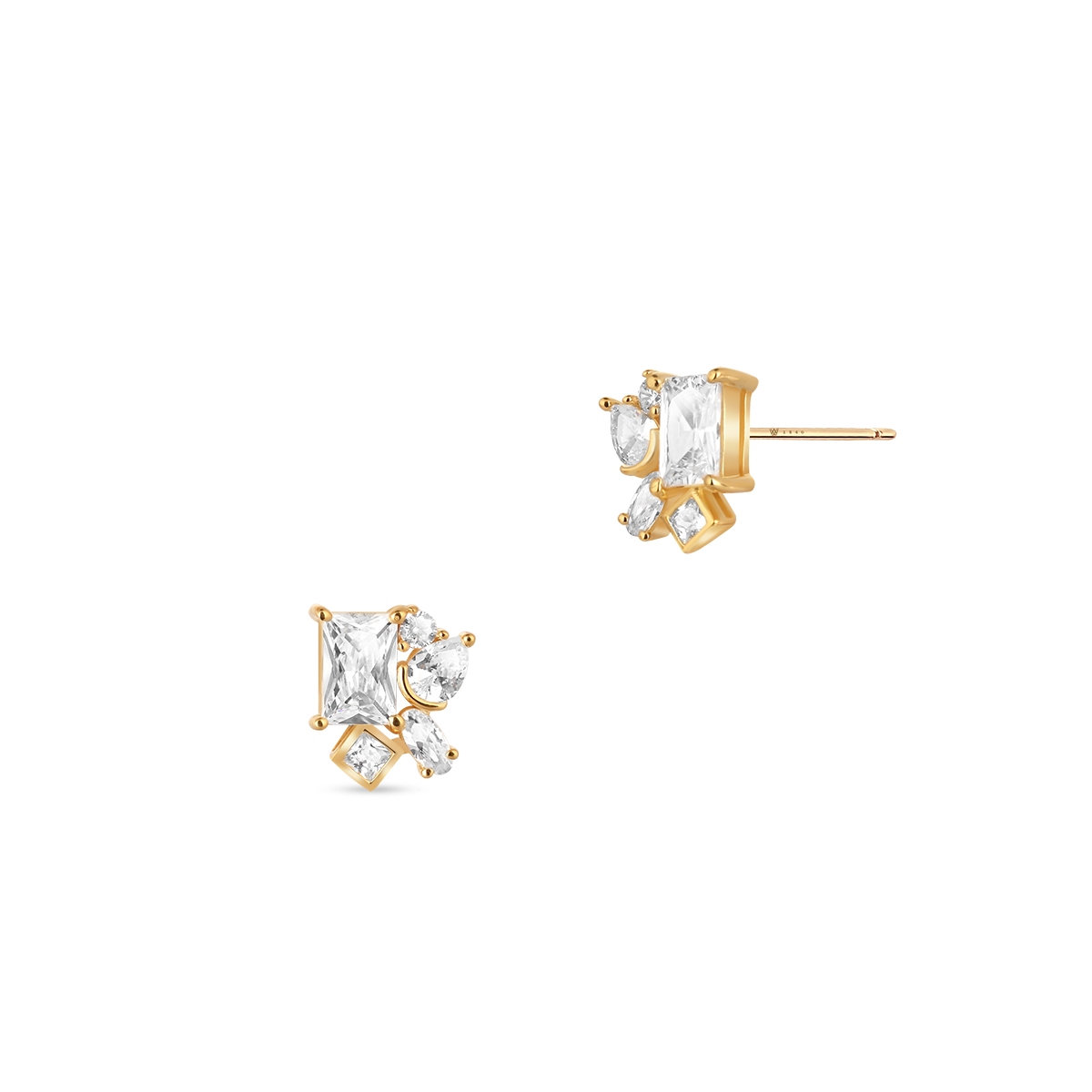 W.KRUK Kolczyki srebrne pozłacane z cyrkoniami