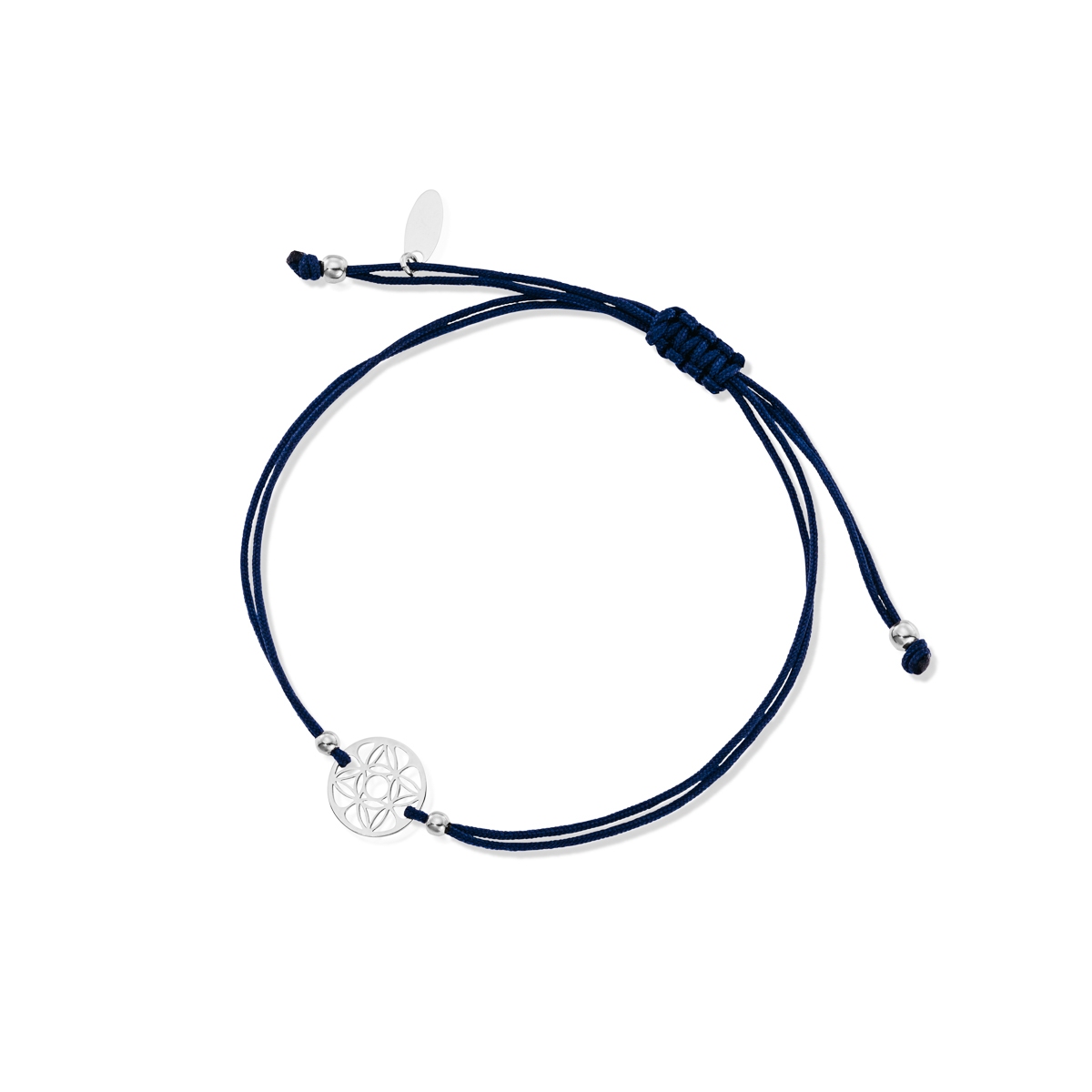 W.KRUK Bransoletka srebrna na granatowym sznurku arabeska