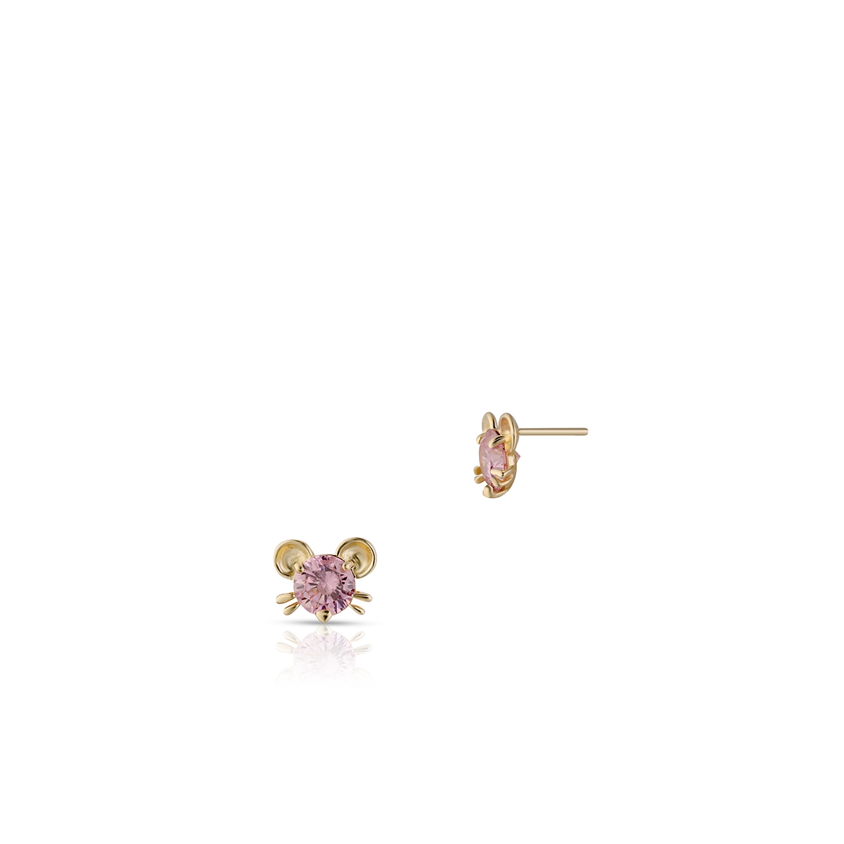W.KRUK Kolczyki złote z różowymi cyrkoniami