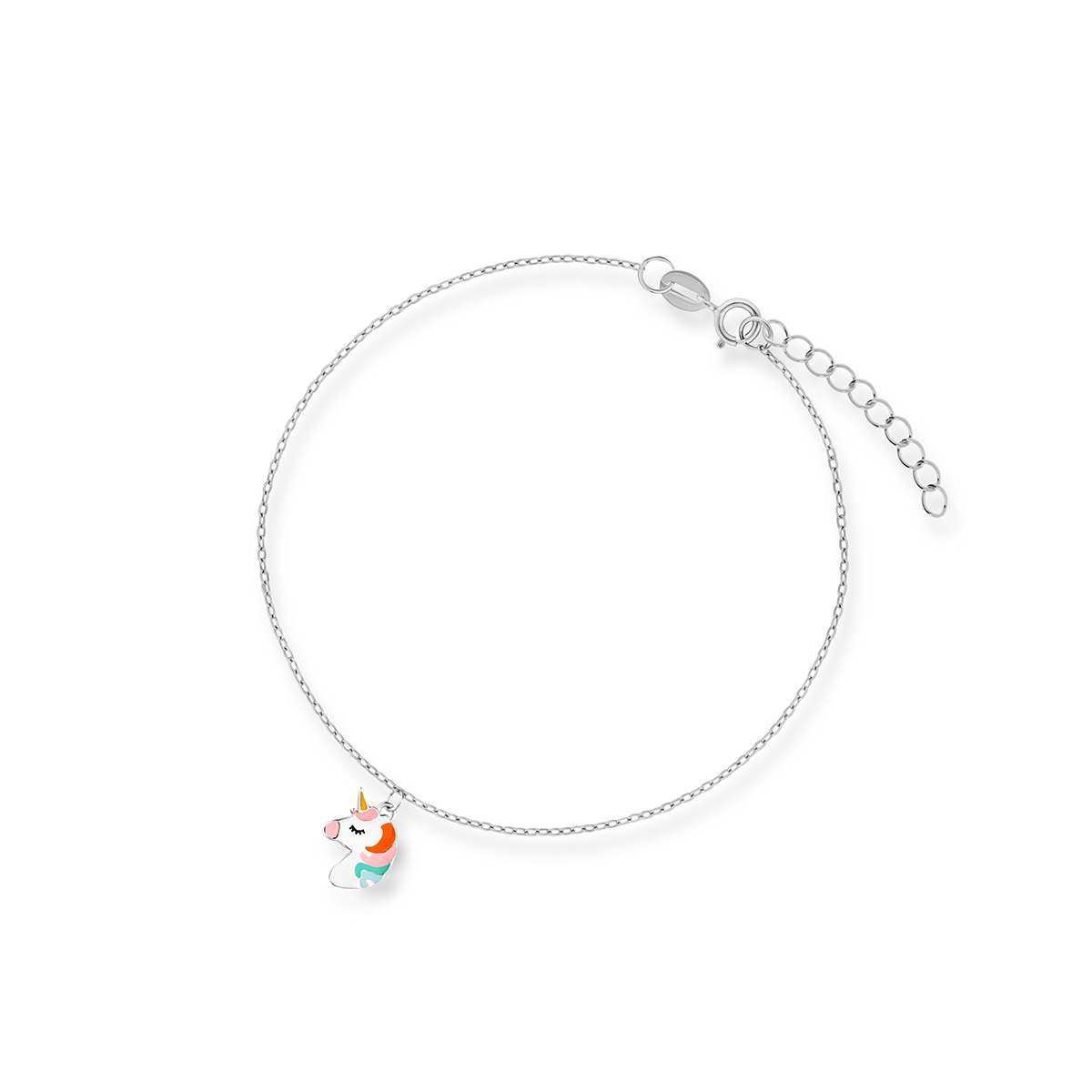 W.KRUK Bransoletka srebrna z kolorowym jednorożcem