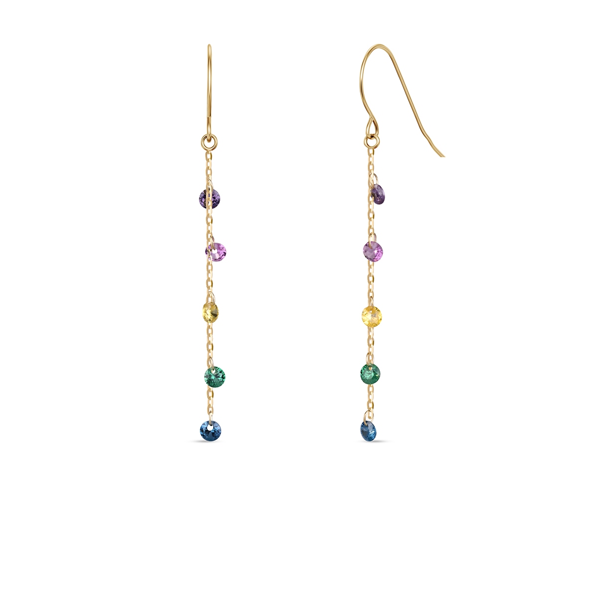 W.KRUK Kolczyki złote z kolorowymi cyrkoniami