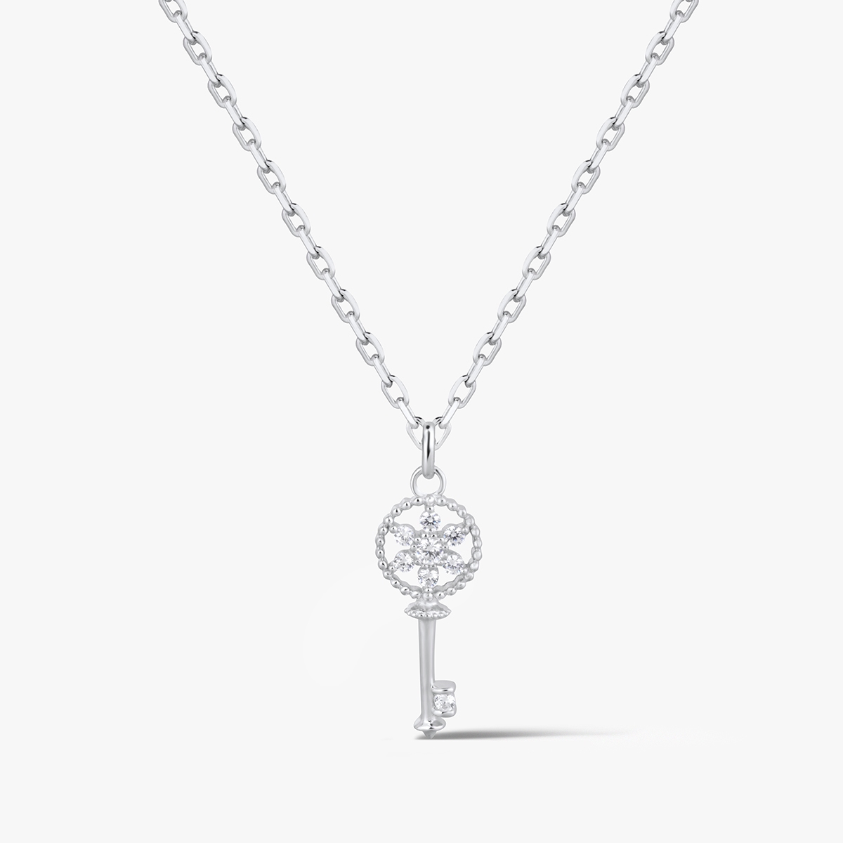 W.KRUK Wisiorek srebrny kluczyk z cyrkoniami