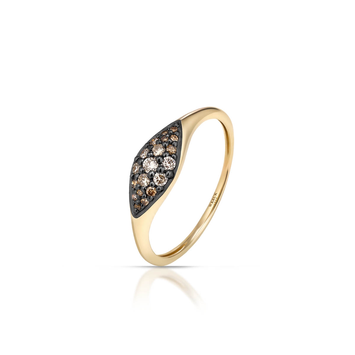 W.KRUK Pierścionek złoty z brązowymi diamentami Karmelowa