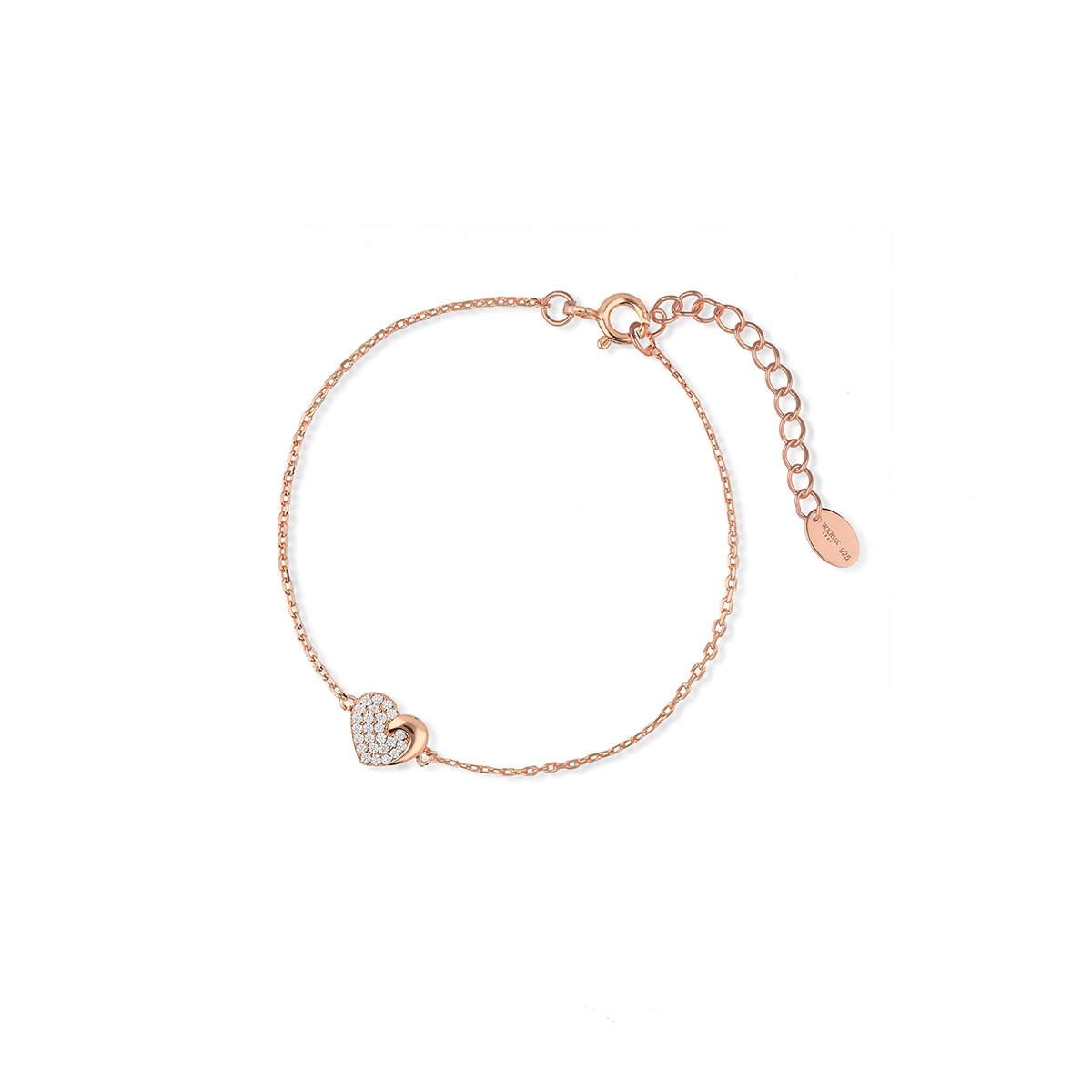 W.KRUK Bransoletka srebrna pozłacana serce z cyrkoniami