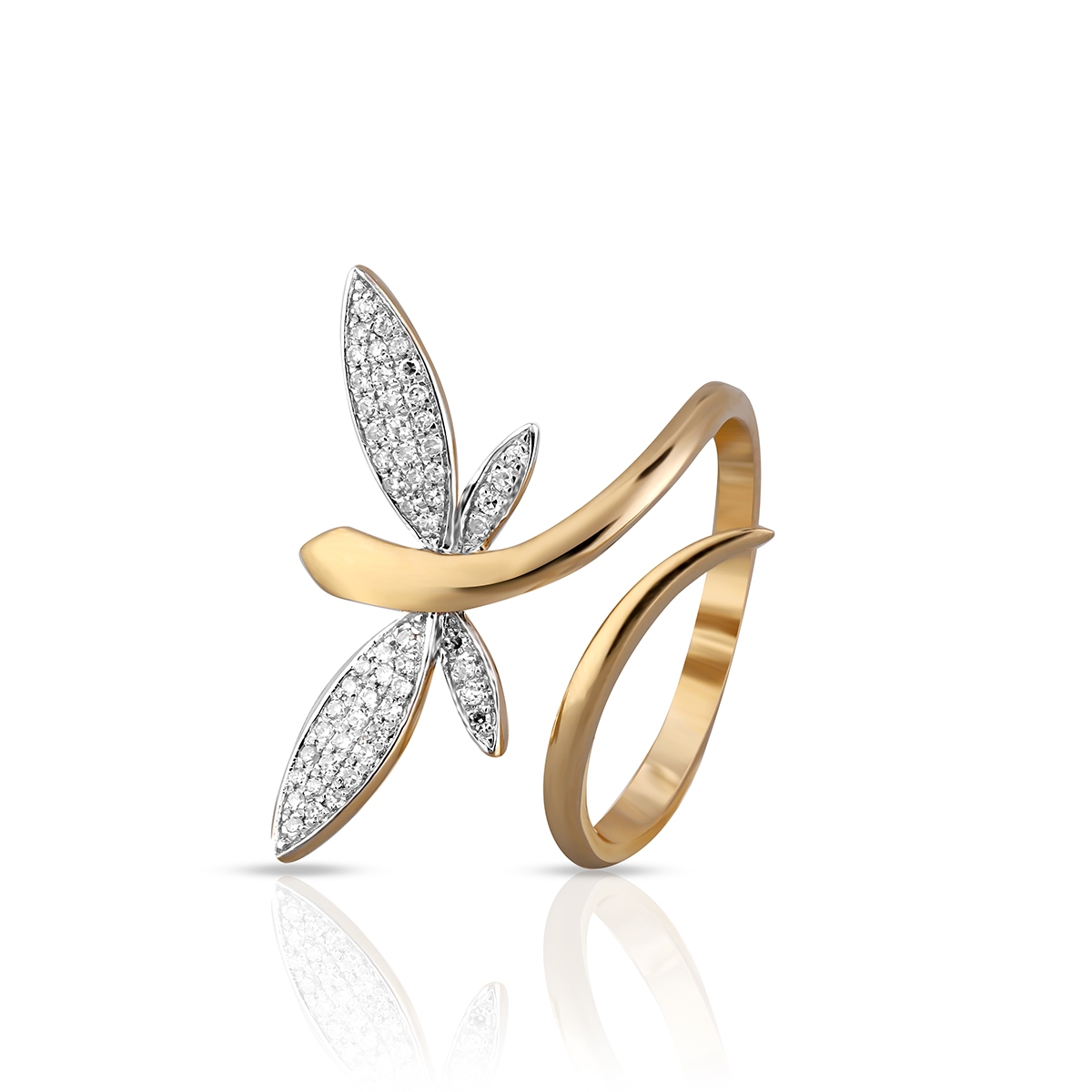 W.KRUK Pierścionek złoty bicolor ważka