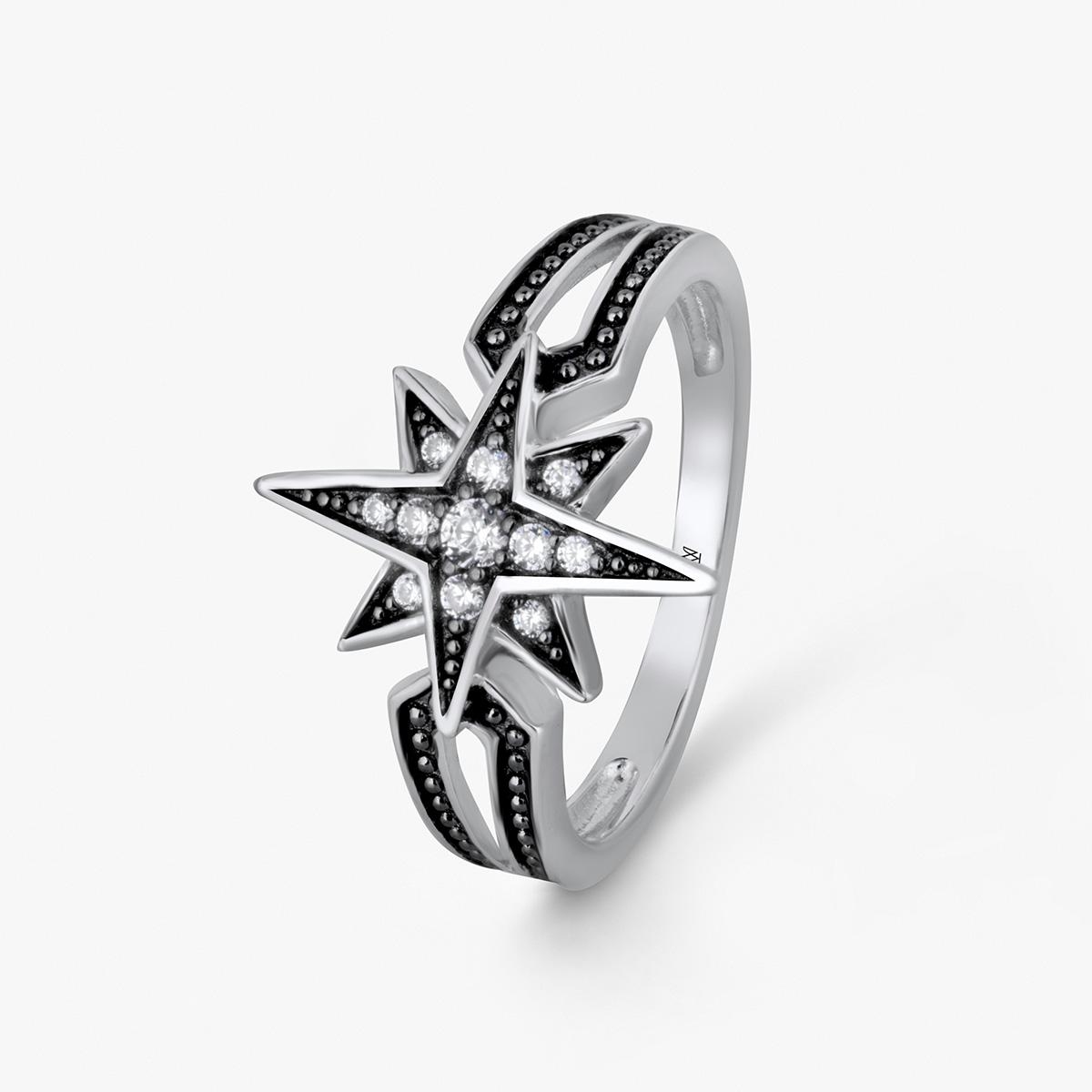 W.KRUK Pierścionek srebrny Royal Star