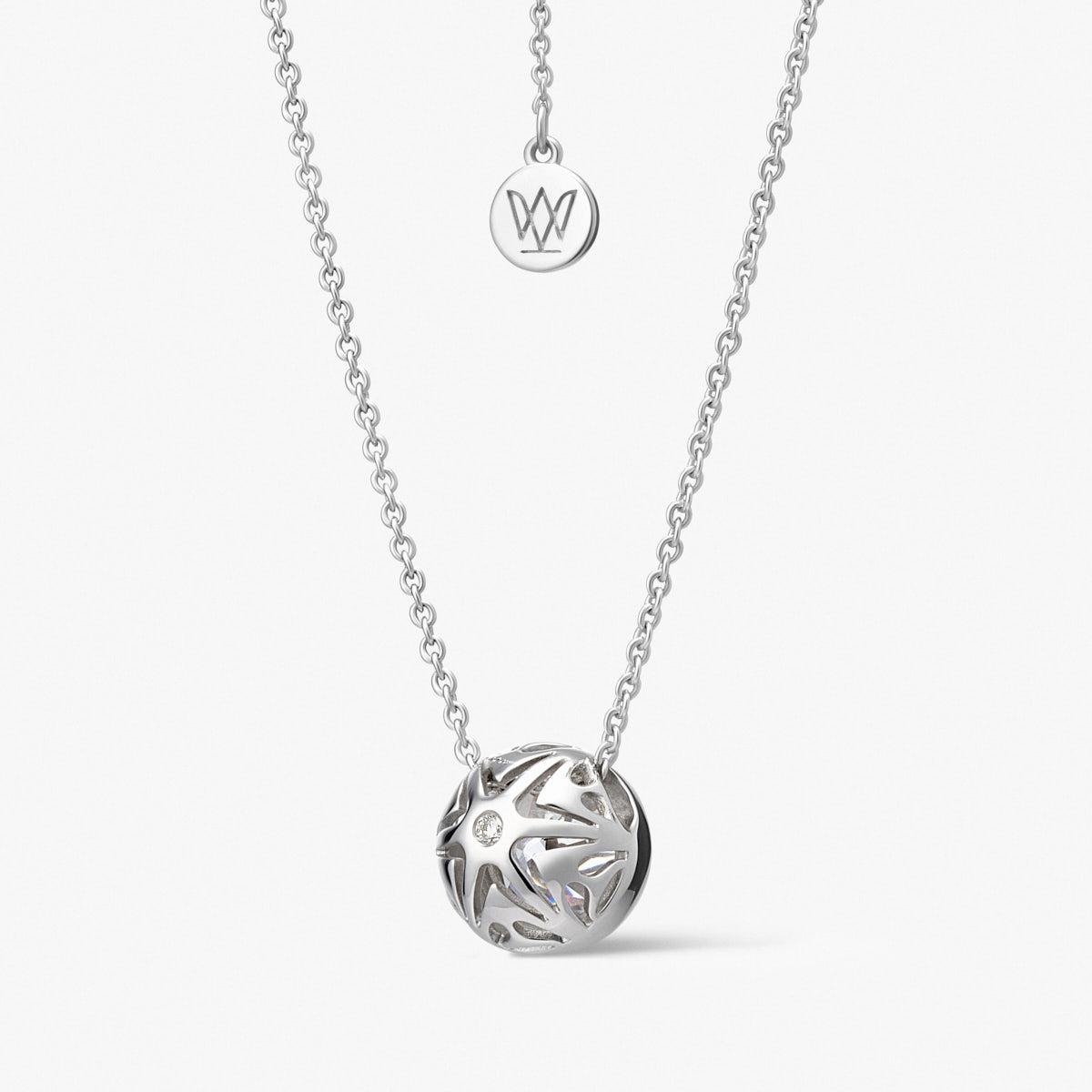 W.KRUK Naszyjnik srebrny z cyrkonią i diamentem laboratoryjnym