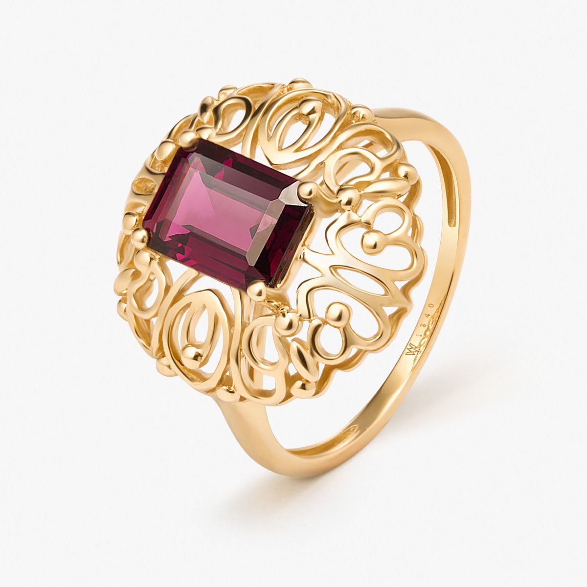 W.KRUK Pierścionek złoty z rodolitem Royal Star