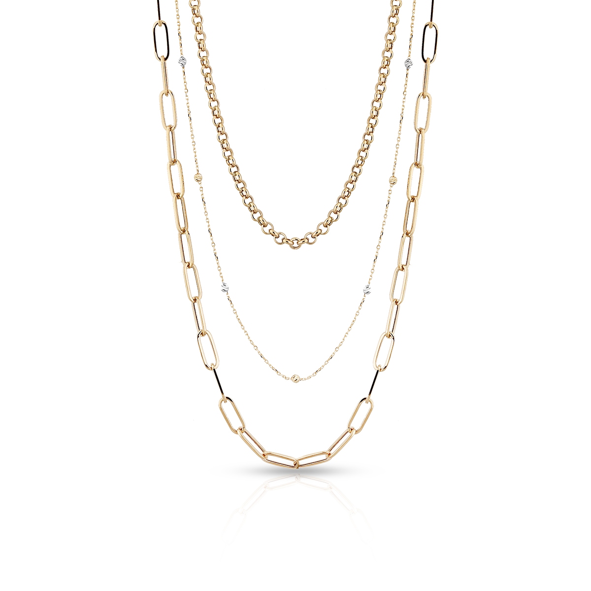 W.KRUK Naszyjnik złoty bicolor kaskadowy W.KRUK