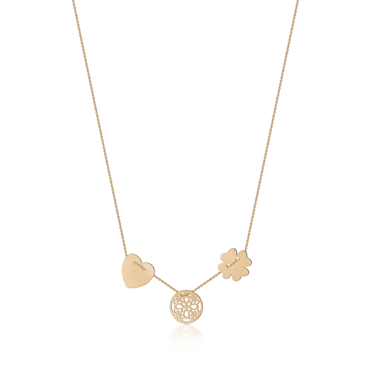 W.KRUK Naszyjnik złoty z trzema elementami ozdobnymi