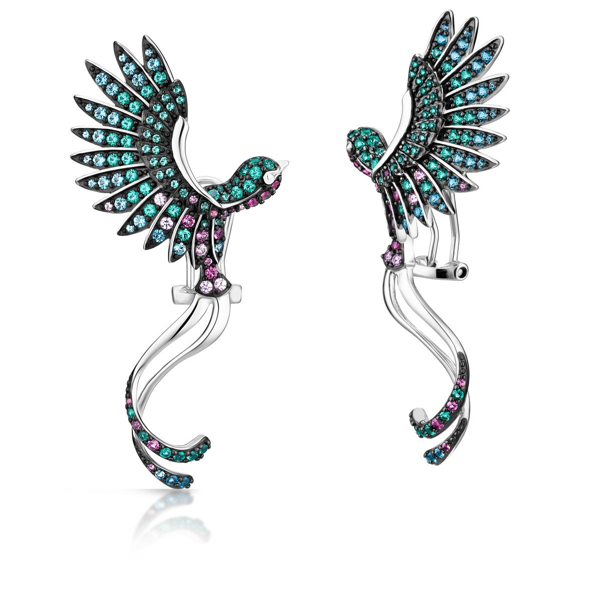 W.KRUK Kolczyki srebrne Preludium Paradise Birds