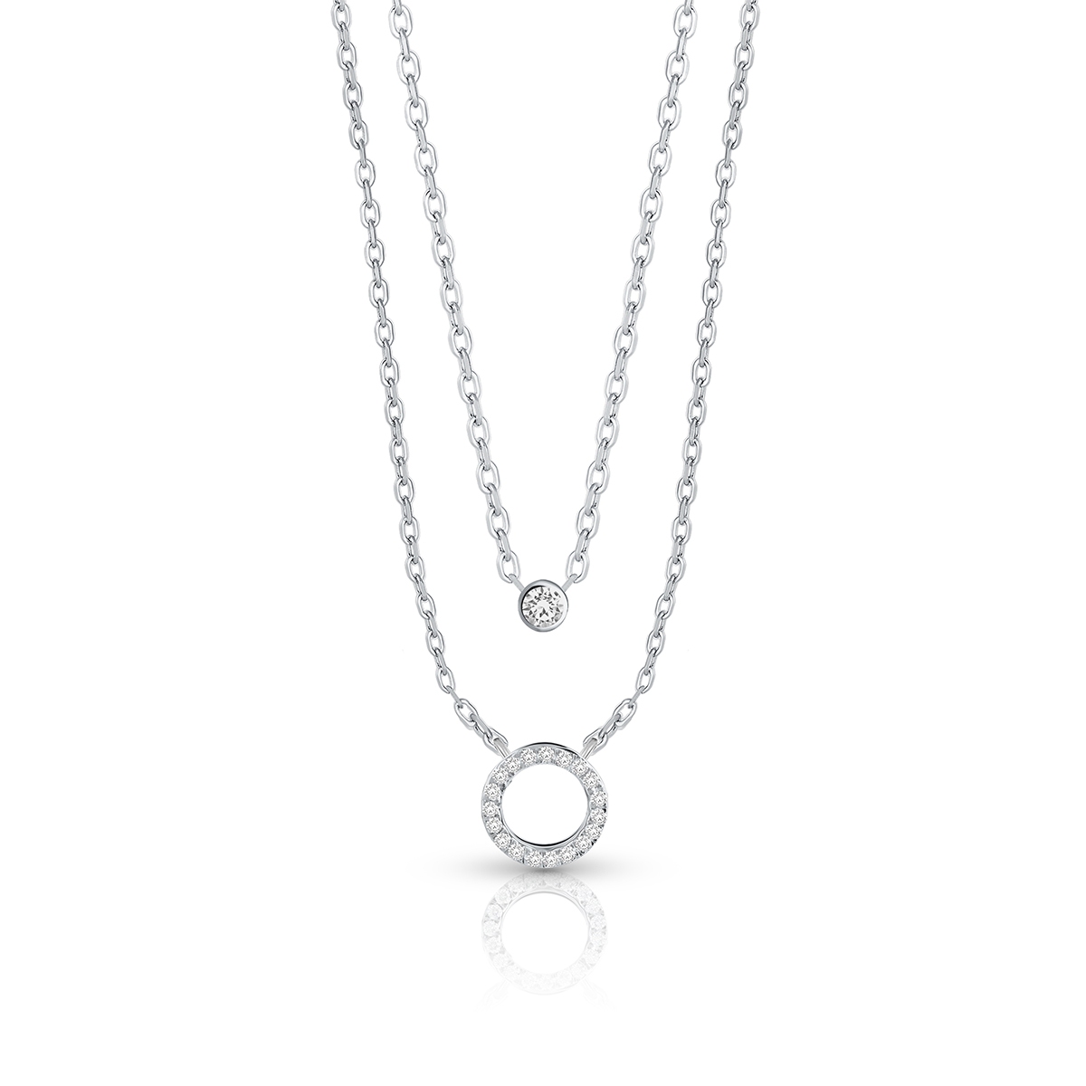 W.KRUK Naszyjnik srebrny kaskadowy z cyrkoniami