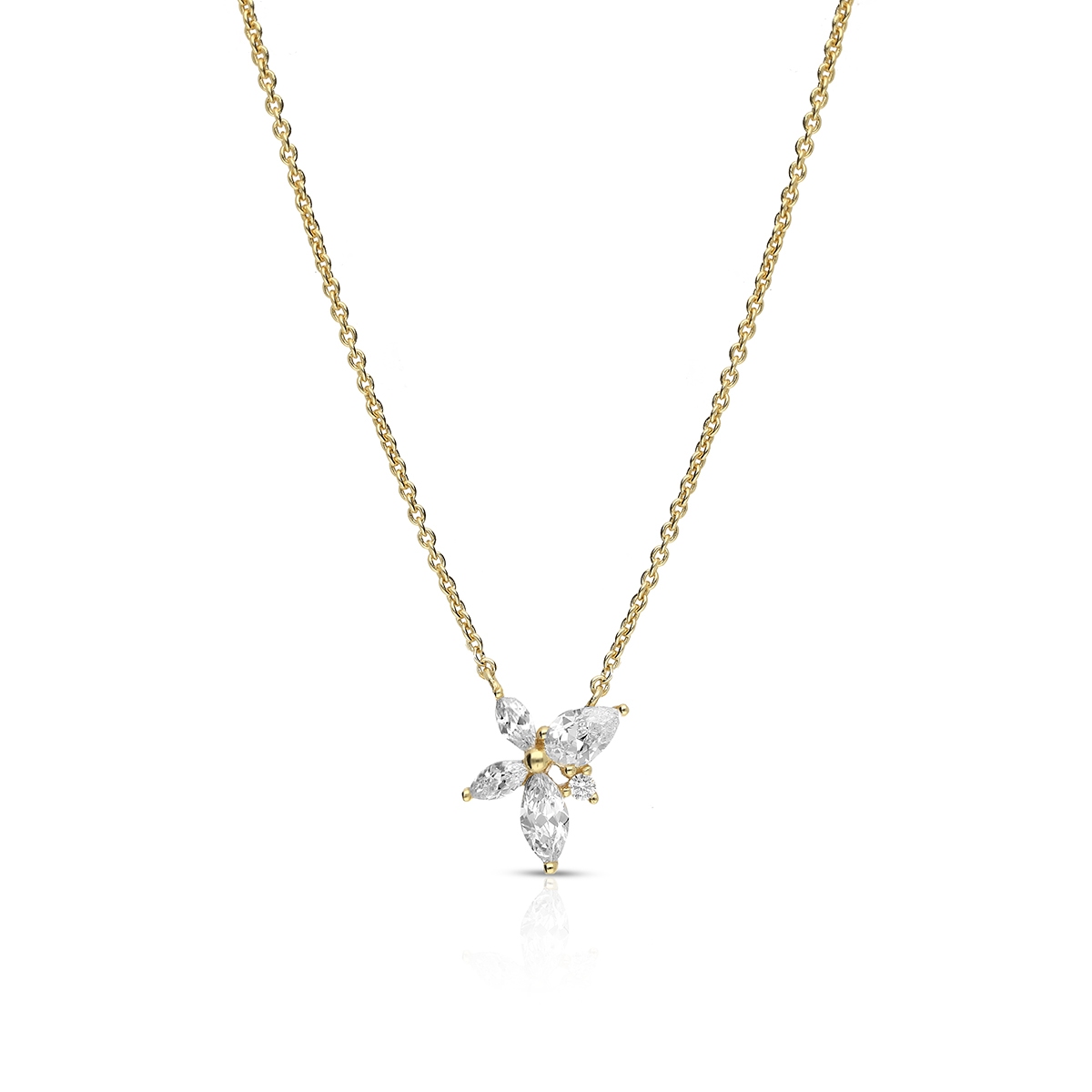 W.KRUK Naszyjnik srebrny pozłacany z cyrkoniami