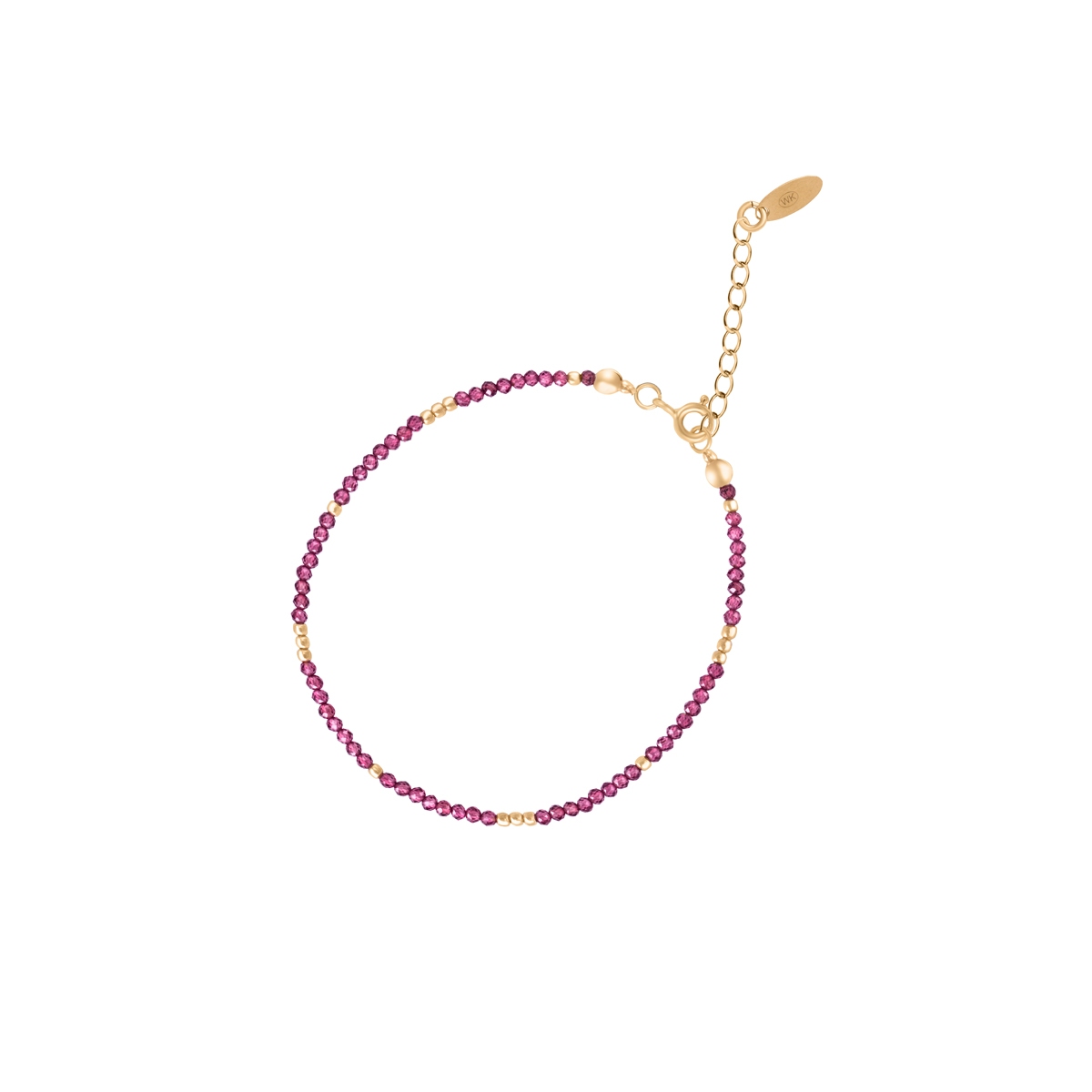 W.KRUK Bransoletka srebrna pozłacana z granatami