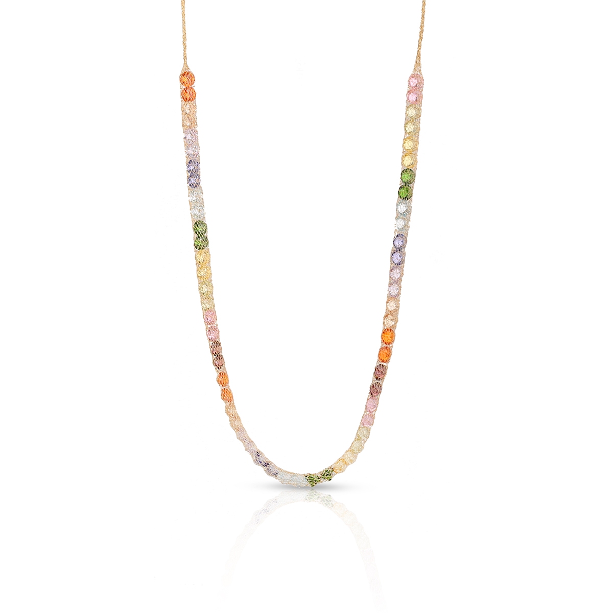 W.KRUK Naszyjnik złoty z kolorowymi cyrkoniami W.KRUK