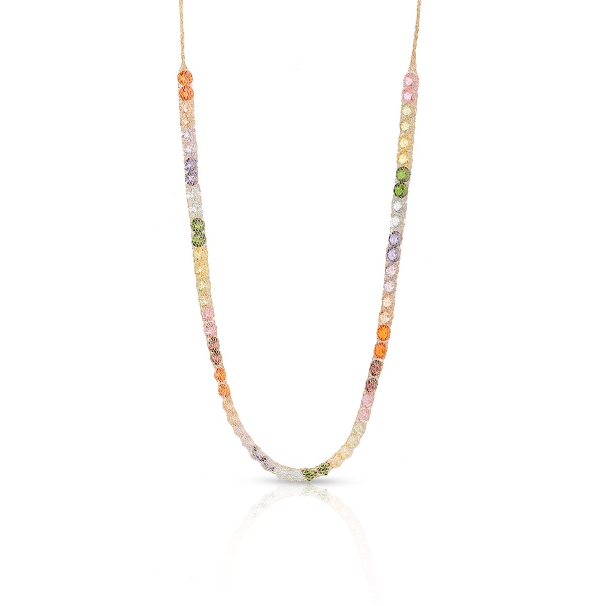 W.KRUK Naszyjnik złoty z kolorowymi cyrkoniami W.KRUK