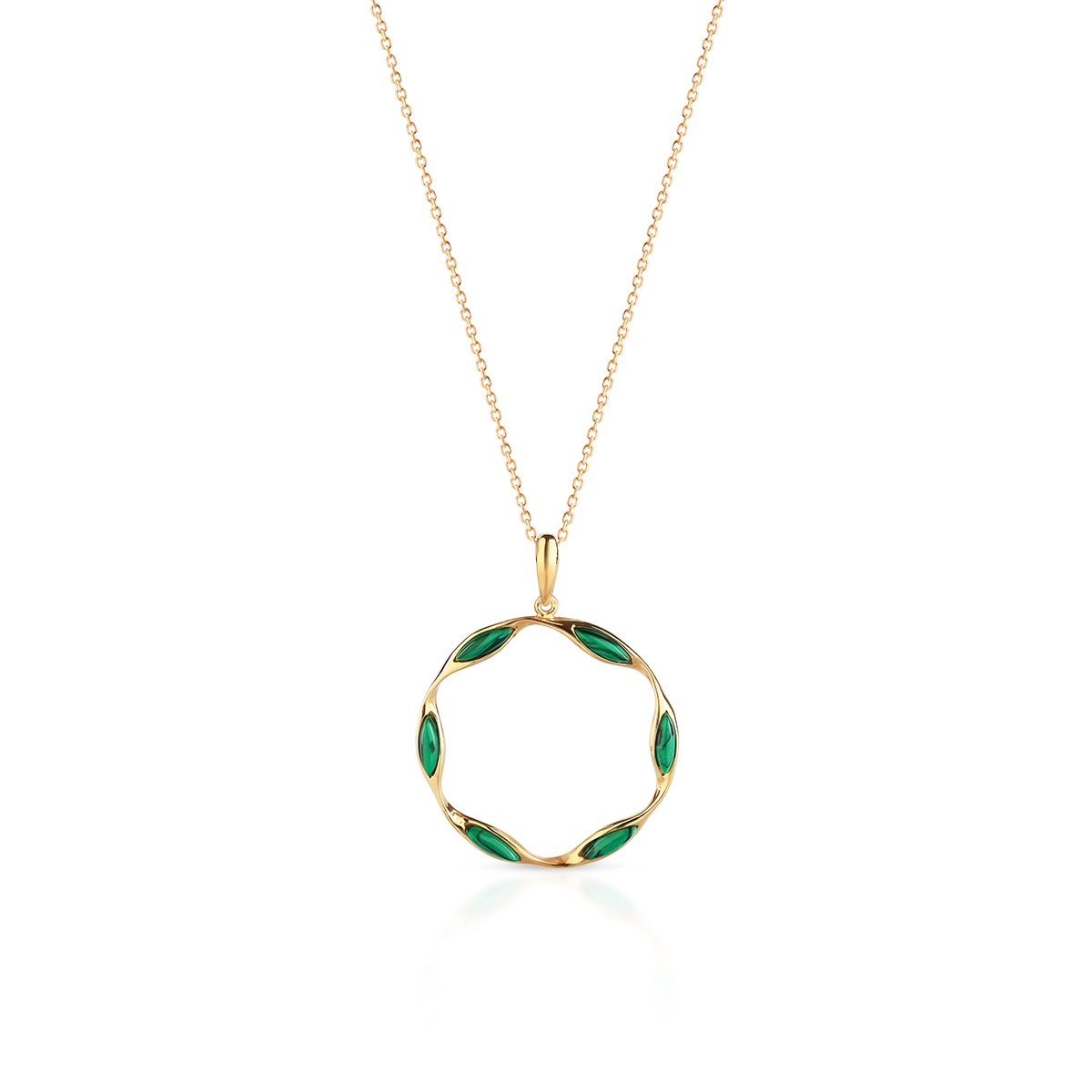 W.KRUK Wisiorek srebrny pozłacany z malachitem