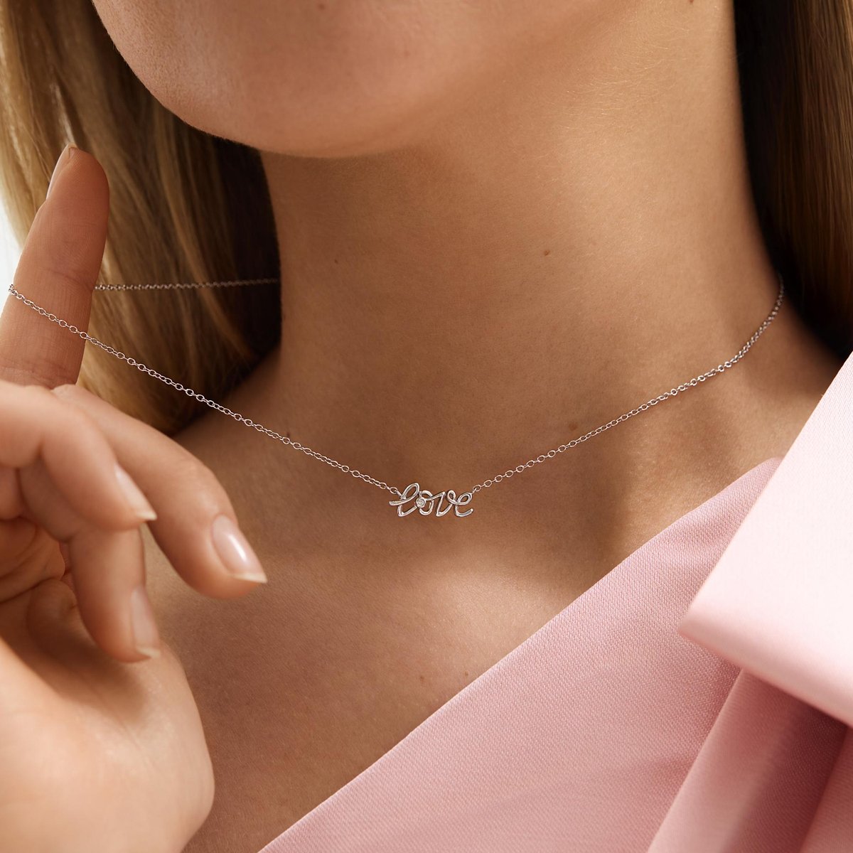 W.KRUK Naszyjnik srebrny z diamentem laboratoryjnym Czułość