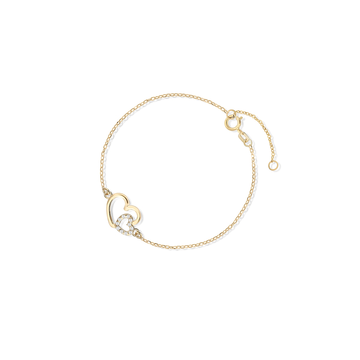 W.KRUK Bransoletka złota z cyrkoniami serca