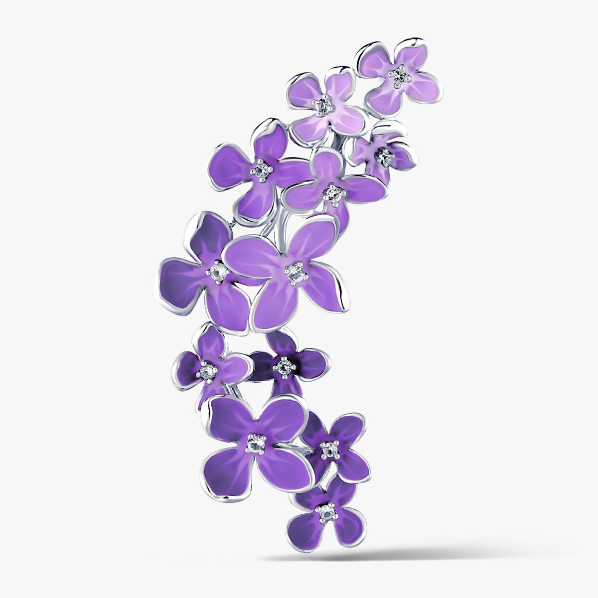 W.KRUK Nausznica srebrna Kwiaty Nocy Fioletowy Bez