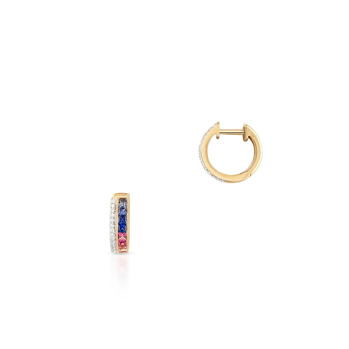 W.KRUK Kolczyki złote z brylantami i szafirami