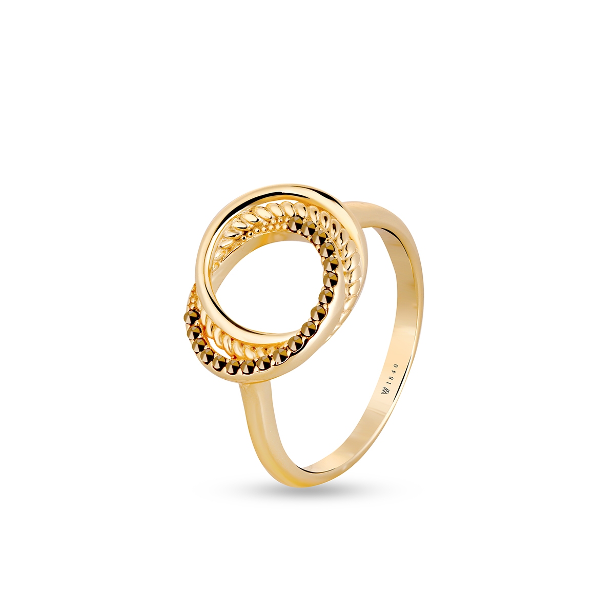 W.KRUK Pierścionek srebrny pozłacany z markasytami