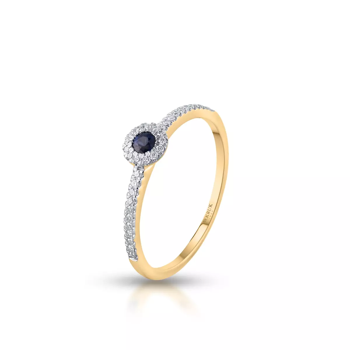 W.KRUK Pierścionek złoty z brylantami i szafirem