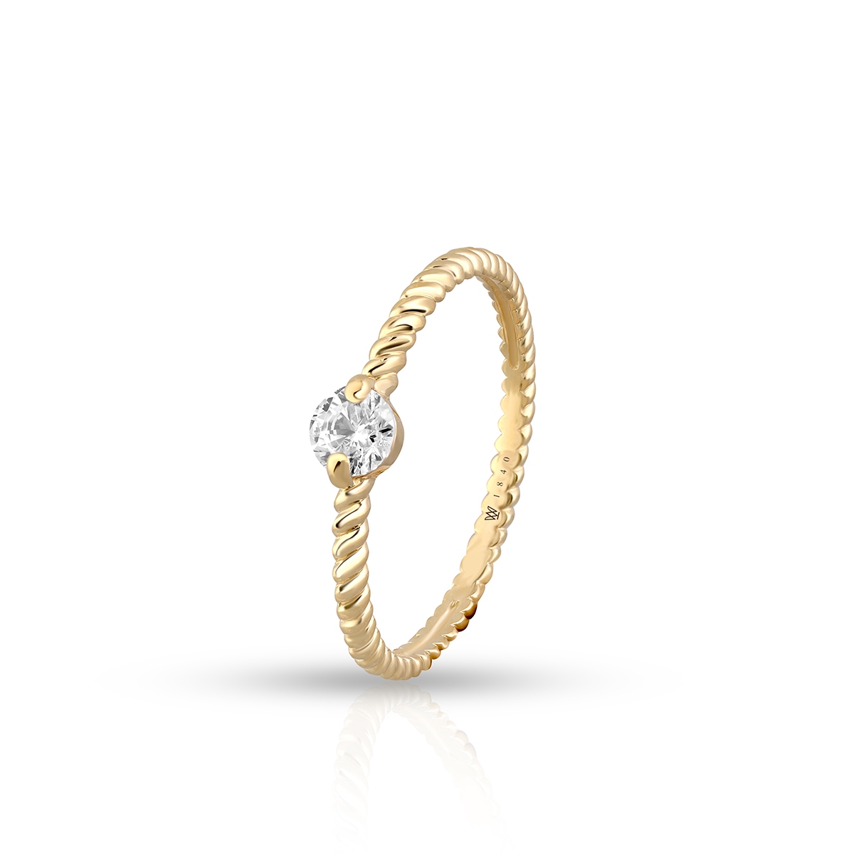 W.KRUK Pierścionek złoty z cyrkonią