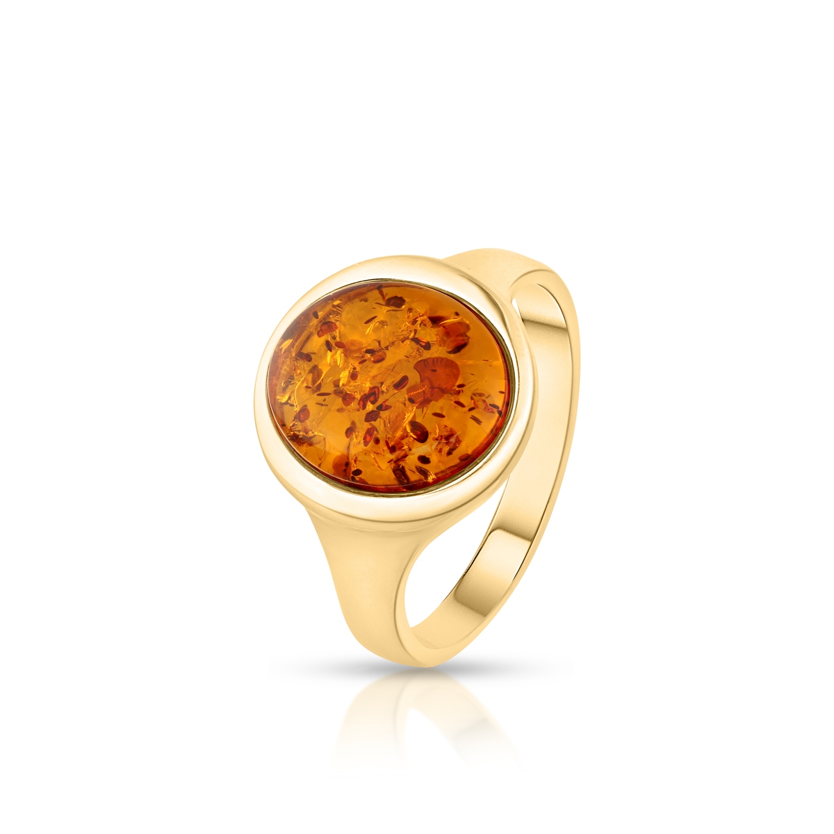 W.KRUK Pierścionek złoty z bursztynem