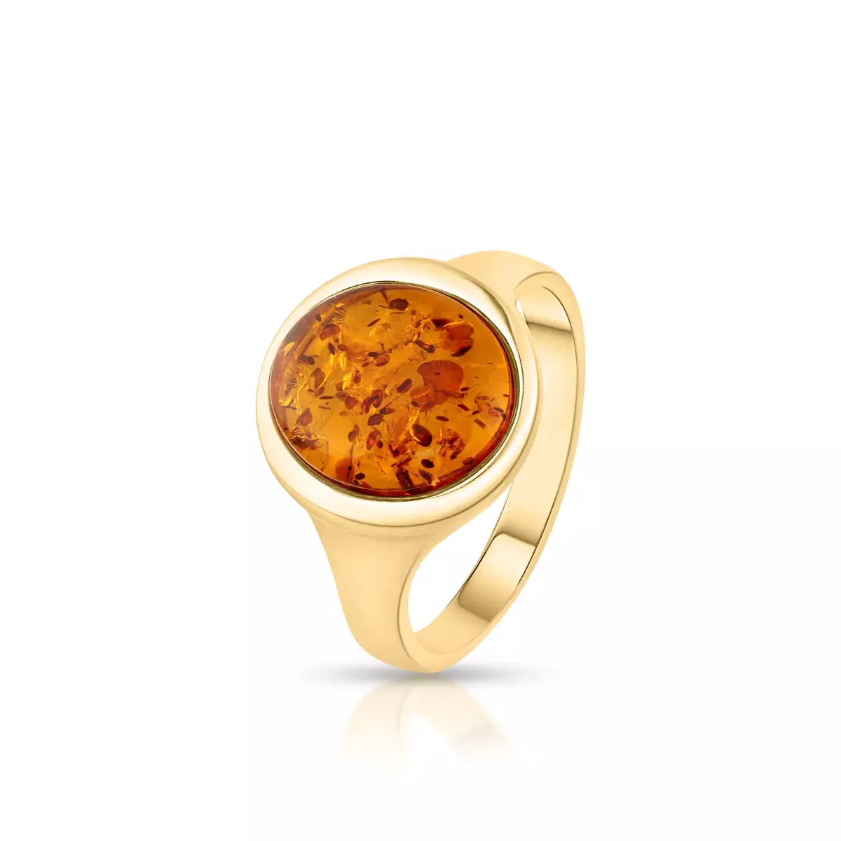 W.KRUK Pierścionek złoty z bursztynem