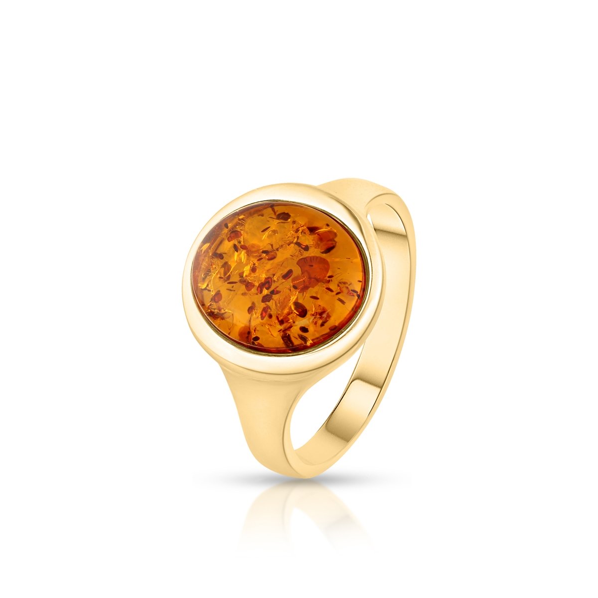 W.KRUK Pierścionek złoty z bursztynem