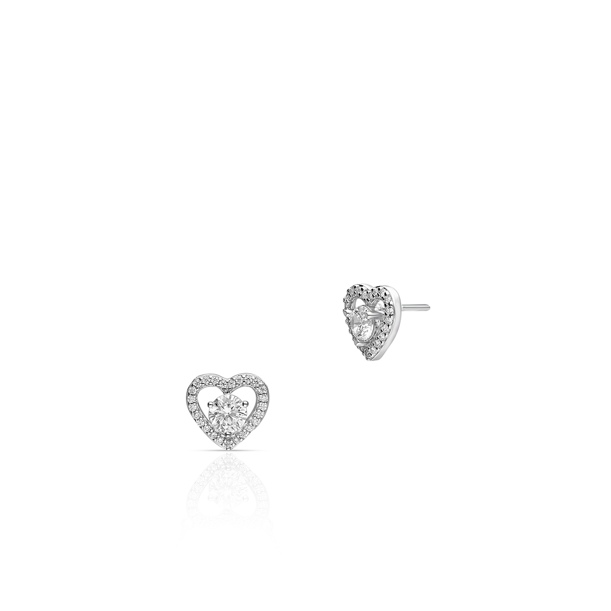 W.KRUK Kolczyki srebrne z cyrkoniami serca