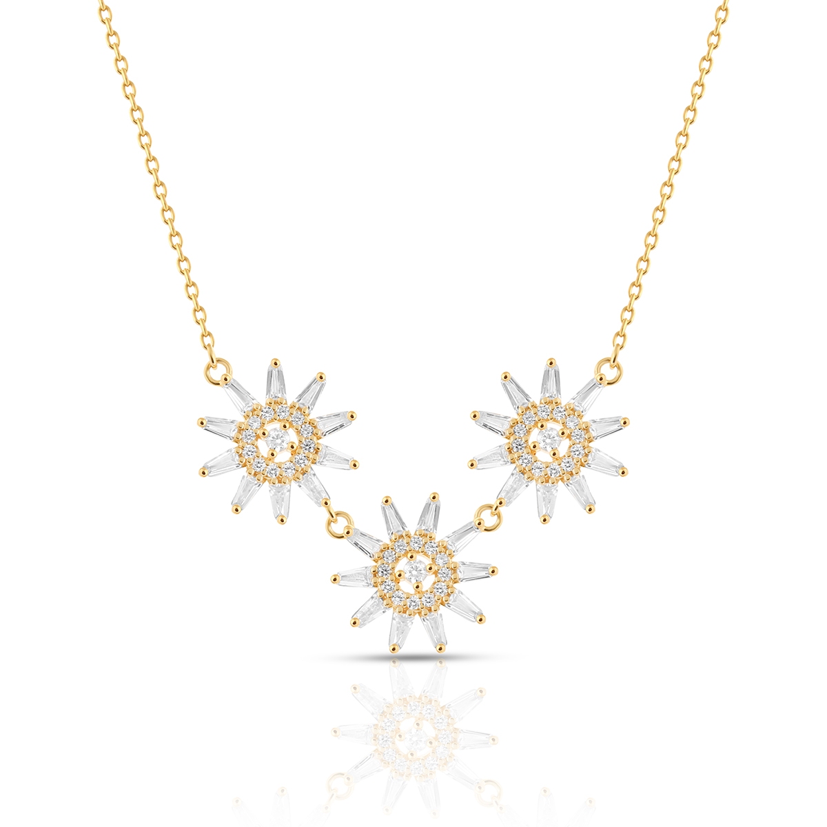 W.KRUK Naszyjnik srebrny pozłacany z cyrkoniami