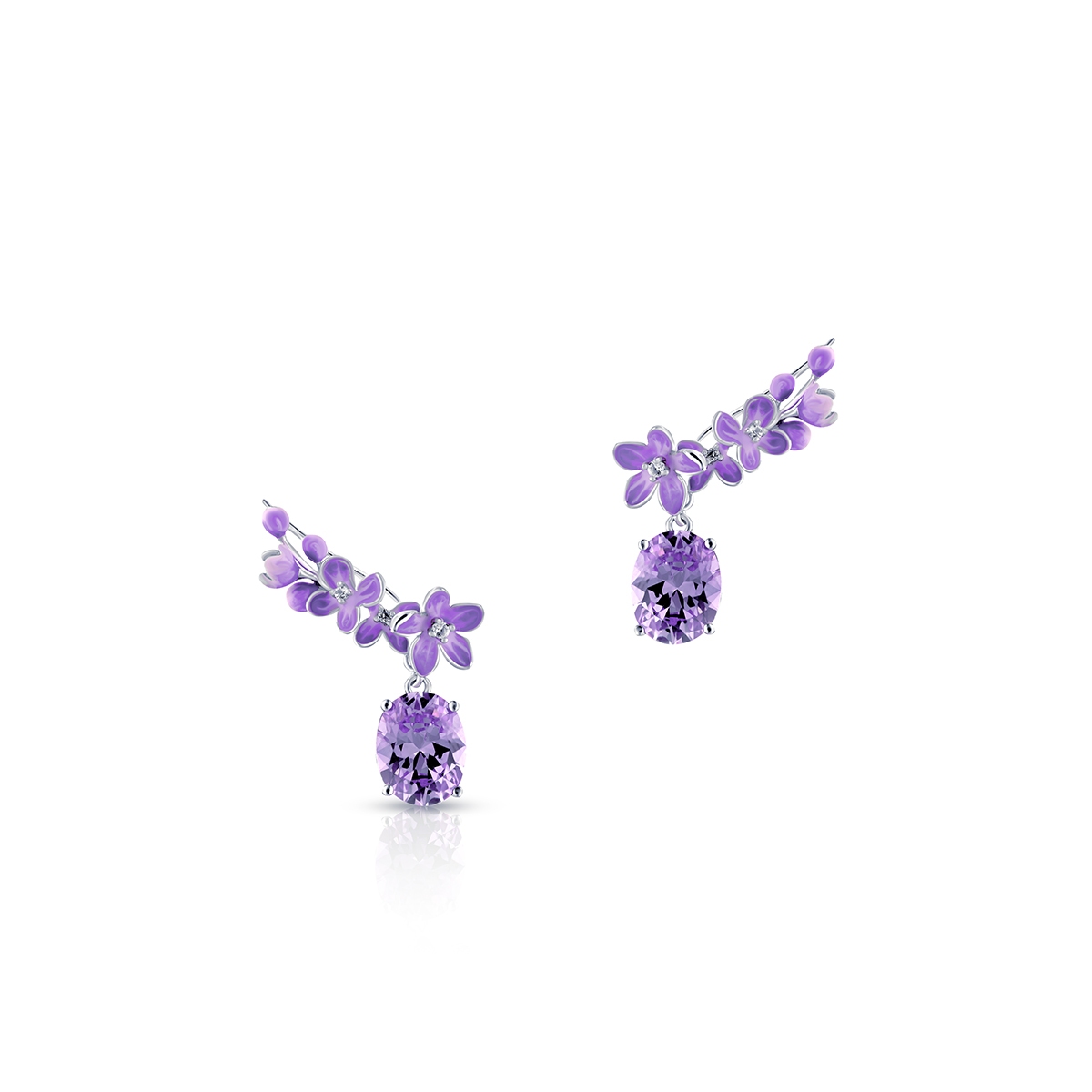 W.KRUK Kolczyki srebrne Kwiaty Nocy Fioletowy Bez