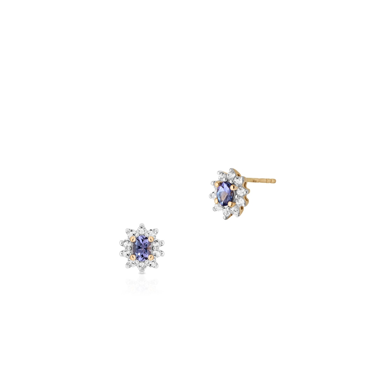 W.KRUK Kolczyki złote z tanzanitami i białymi topazami