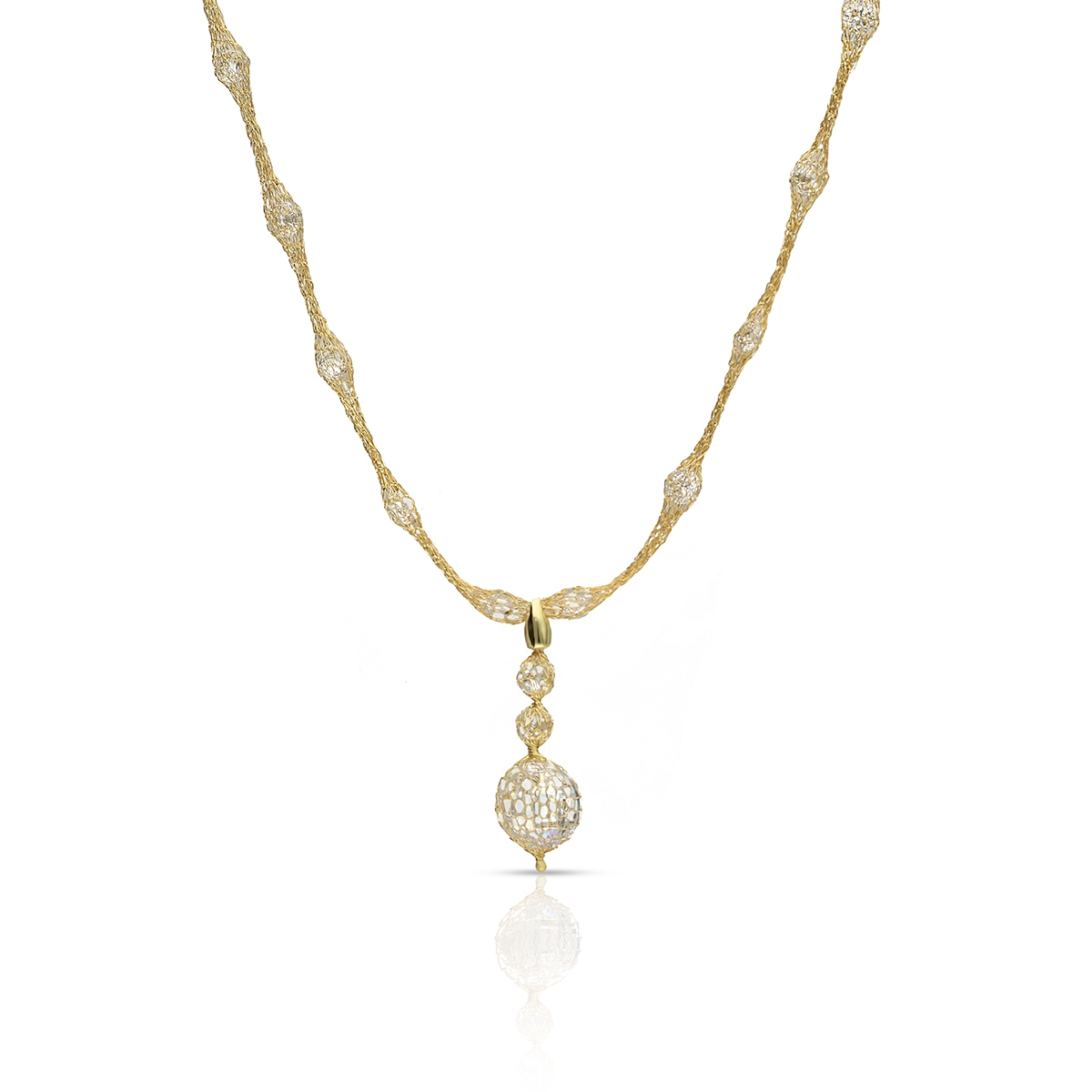 W.KRUK Naszyjnik złoty z cyrkoniami