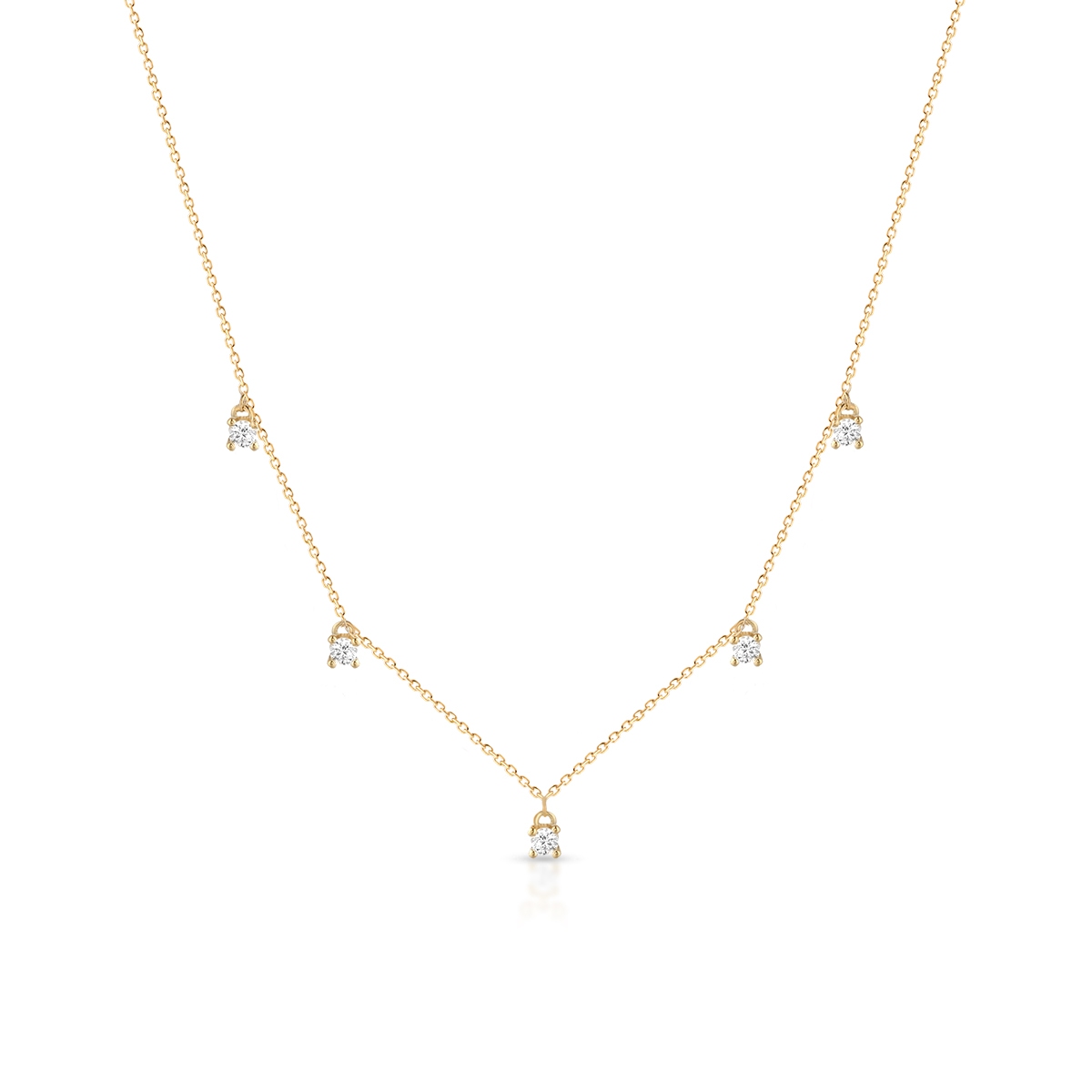 W.KRUK Naszyjnik złoty z wiszącymi cyrkoniami