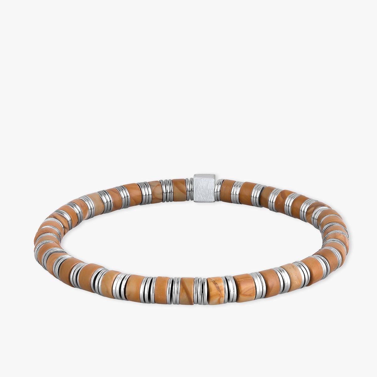 W.KRUK Bransoleta stalowa z jaspisami