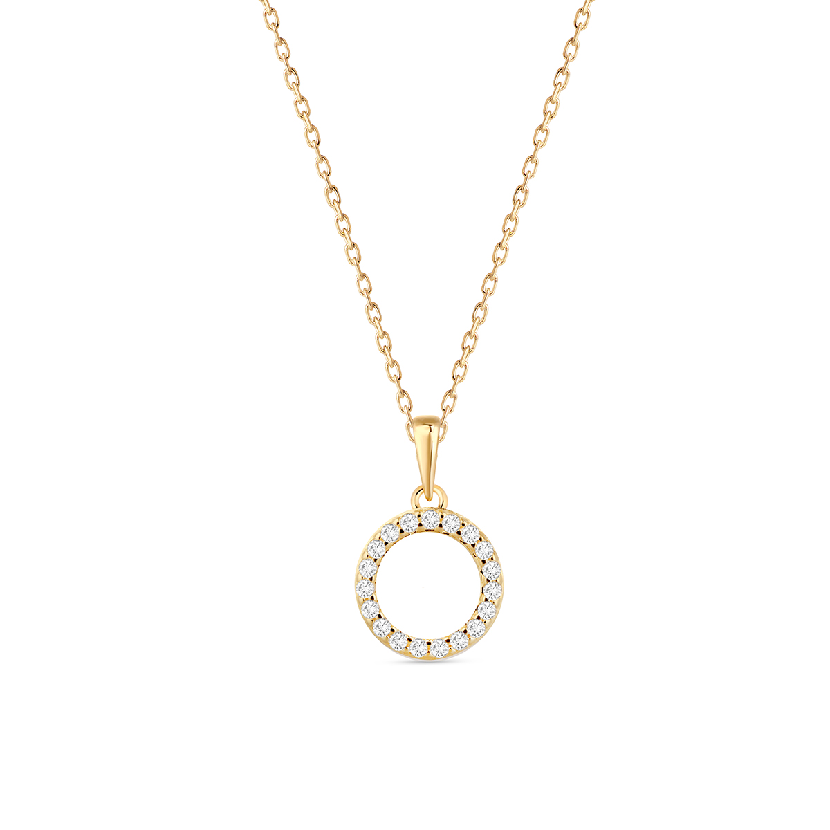 W.KRUK - Wisiorek srebrny pozłacane kółko z cyrkoniami