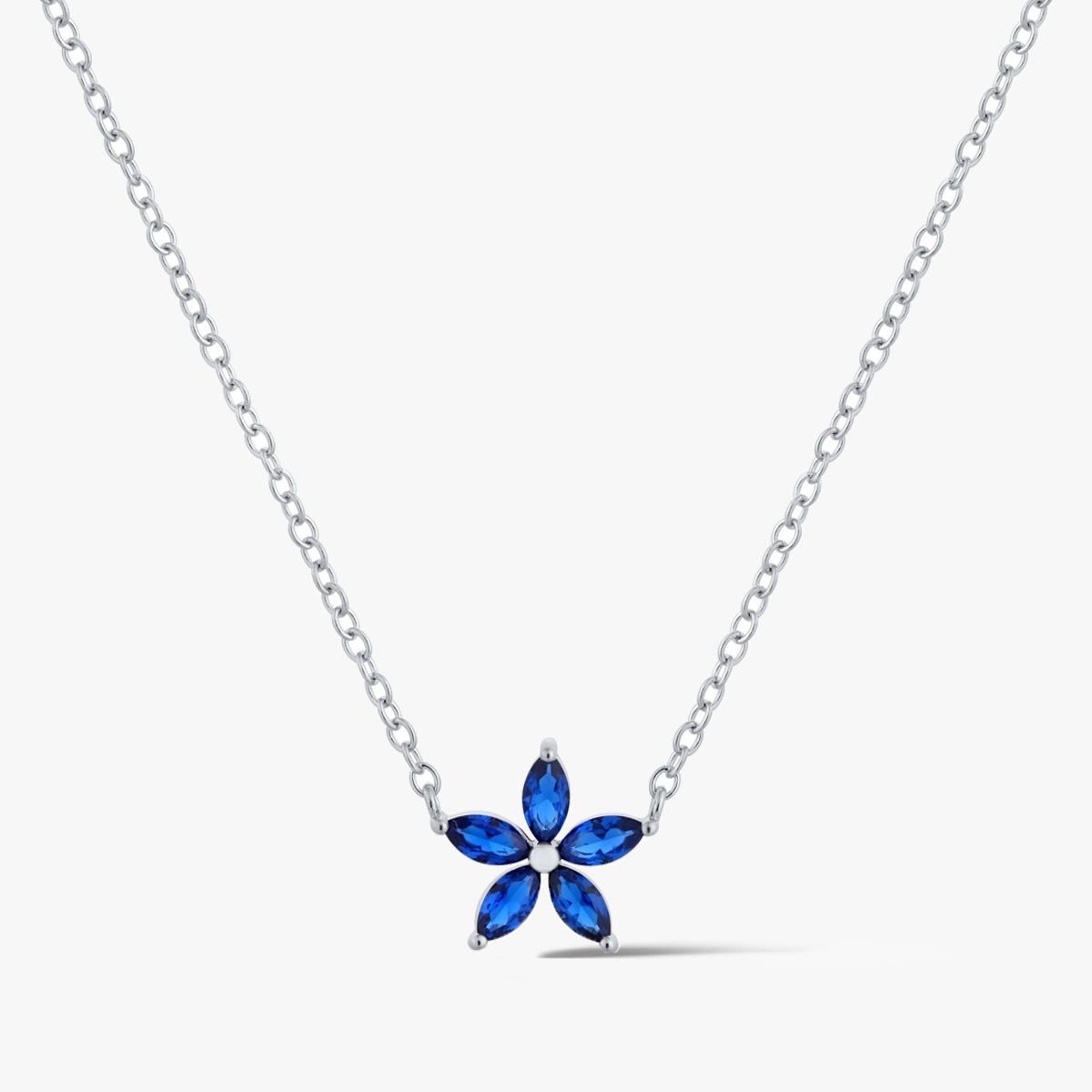 W.KRUK Naszyjnik srebrny z niebieskimi cyrkoniami